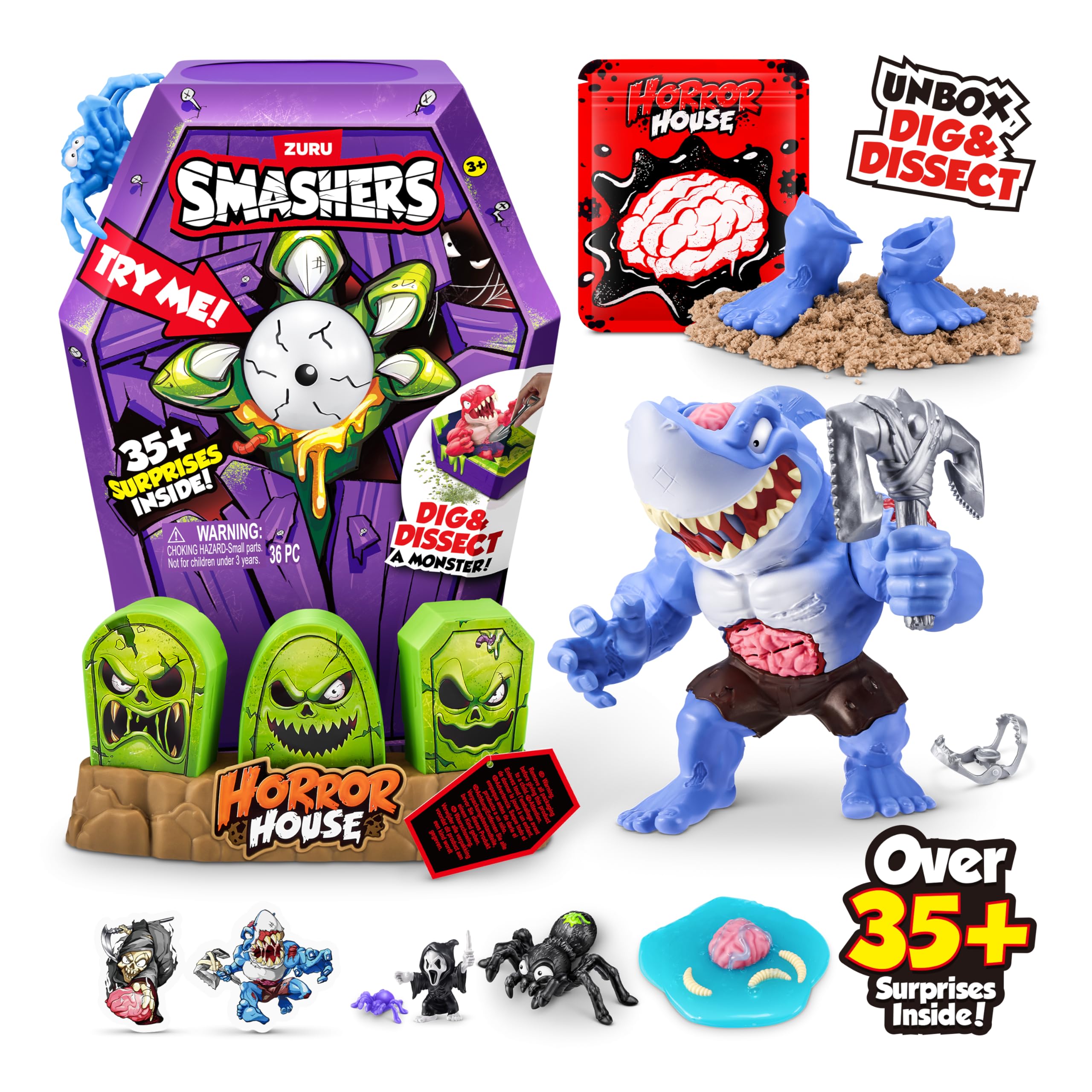 ZURU SMASHERS Mega Horror House (Blood Shark) Interactive Toy with 35+ Surprises | Ages 3+ 3
