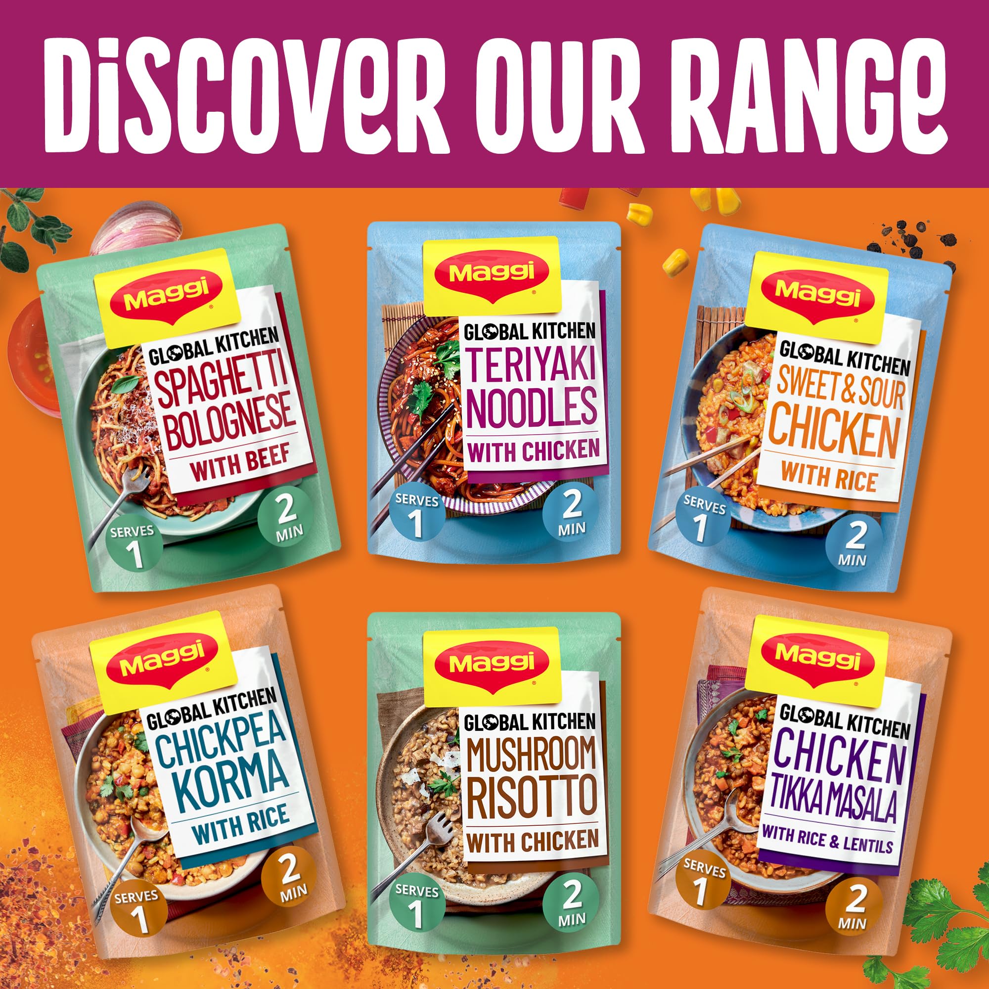 MAGGI Global Kitchen Teriyaki Noodles with Chicken - Ready in 2 Minutes | 260g 4