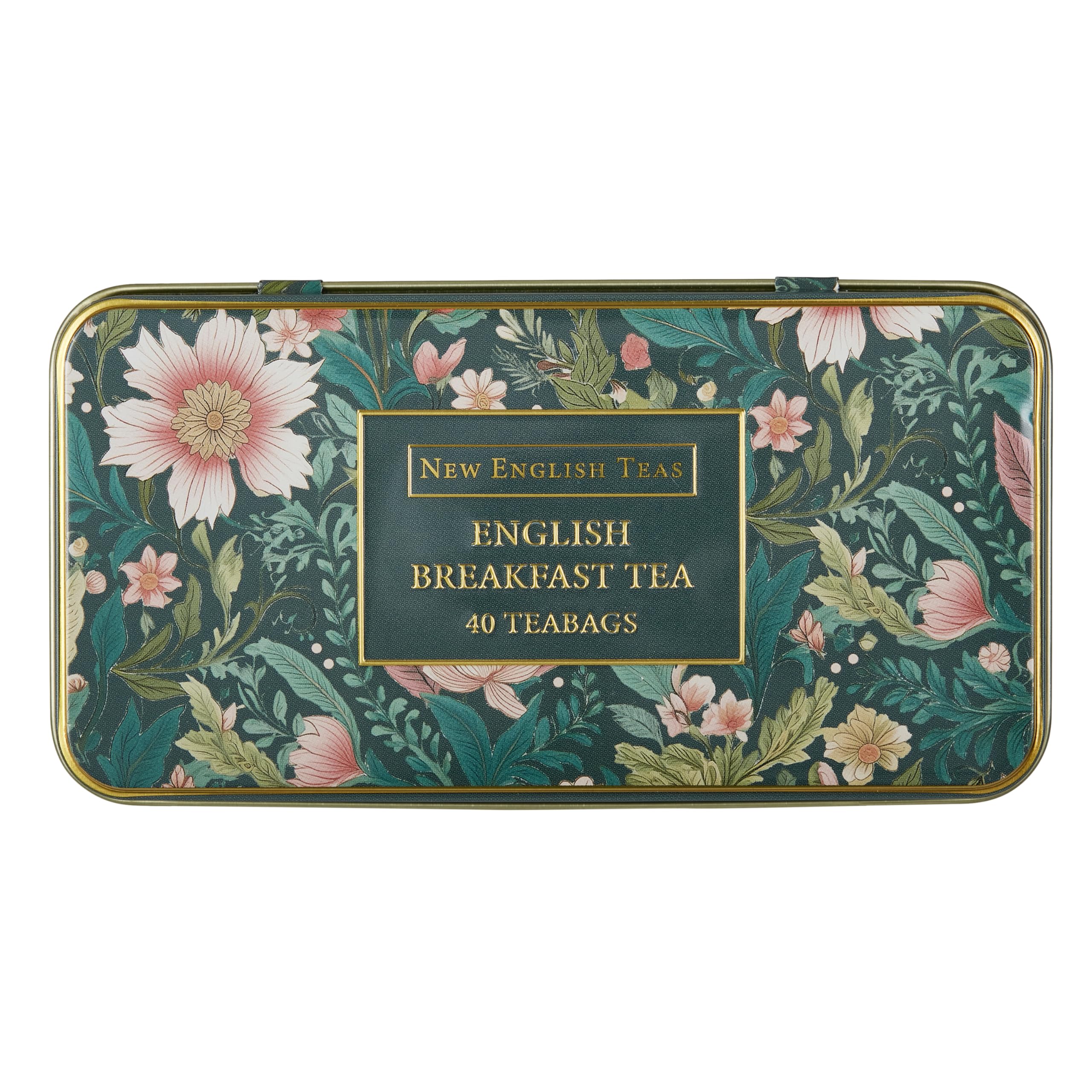 New English Teas Victorian Garden Tea Tin with 40 English Breakfast Teabags 12
