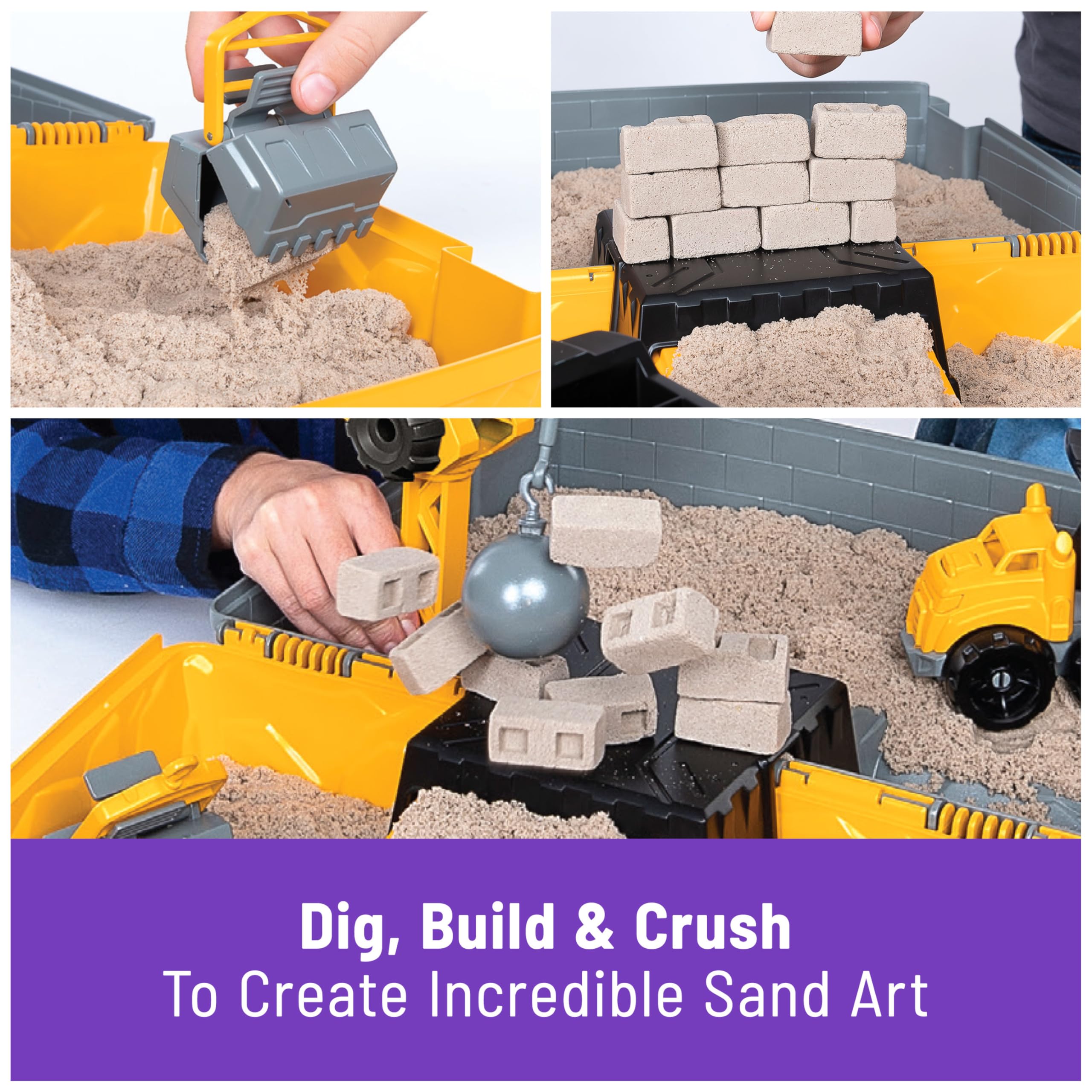 Kinetic Sand Construction Site Folding Sandbox Playset with Vehicle and 907g Sand | Ages 3+ 3