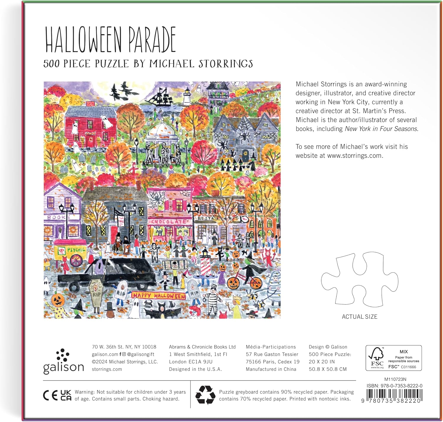 Galison Michael Storrings Halloween Parade 500 Piece Puzzle - Family Jigsaw for Ages 13+ 3
