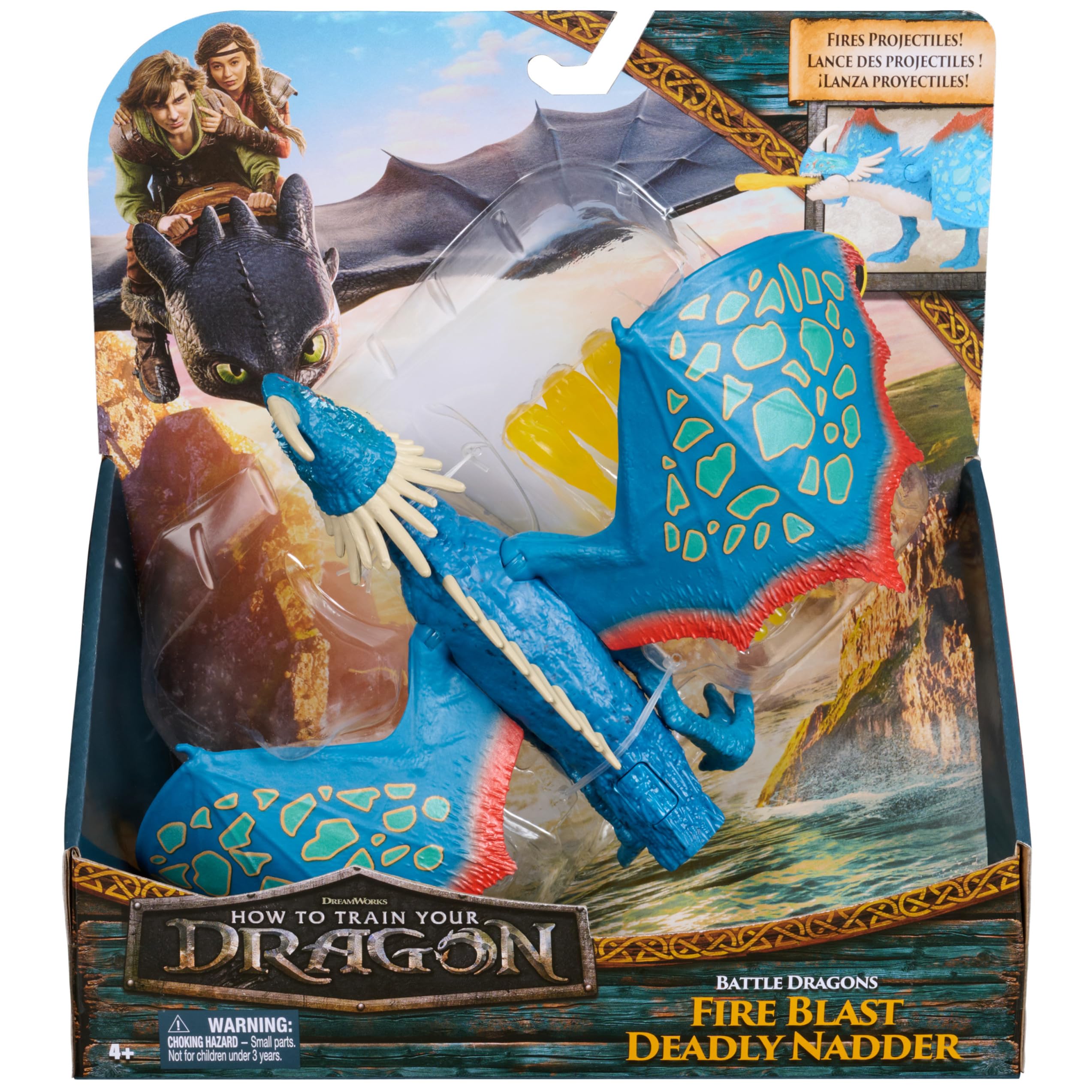 Dreamworks Dragons Battle Dragons Fire Blast Deadly Nadder Action Figure - 10 Inch, Multicolor