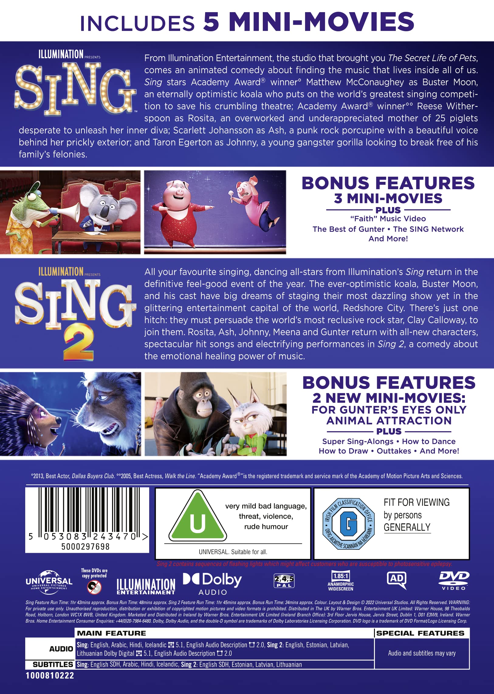 Sing / Sing 2 [DVD] 3