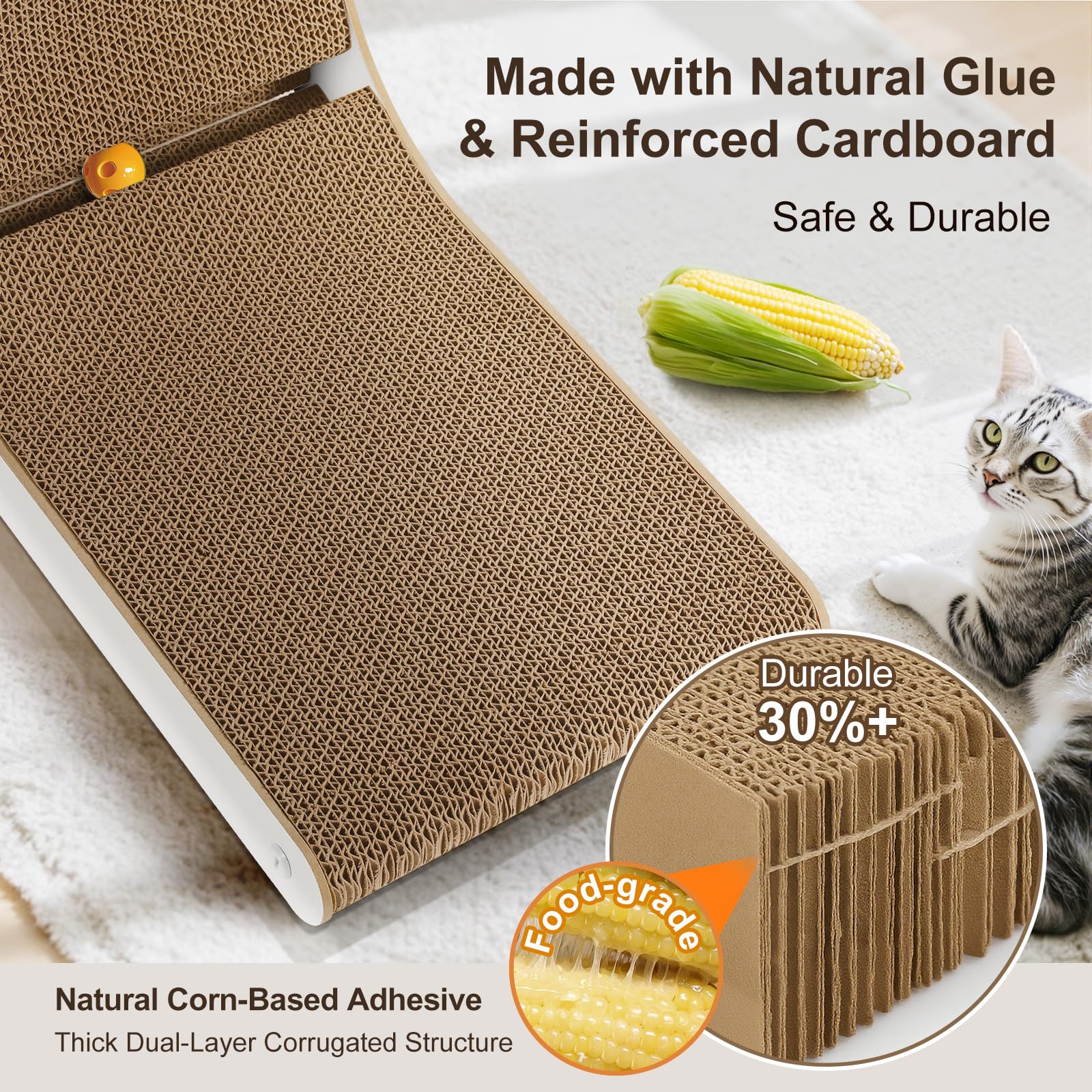 Gimars L-Shaped Cat Scratcher - Protect Furniture | 47cm | Cardboard 2