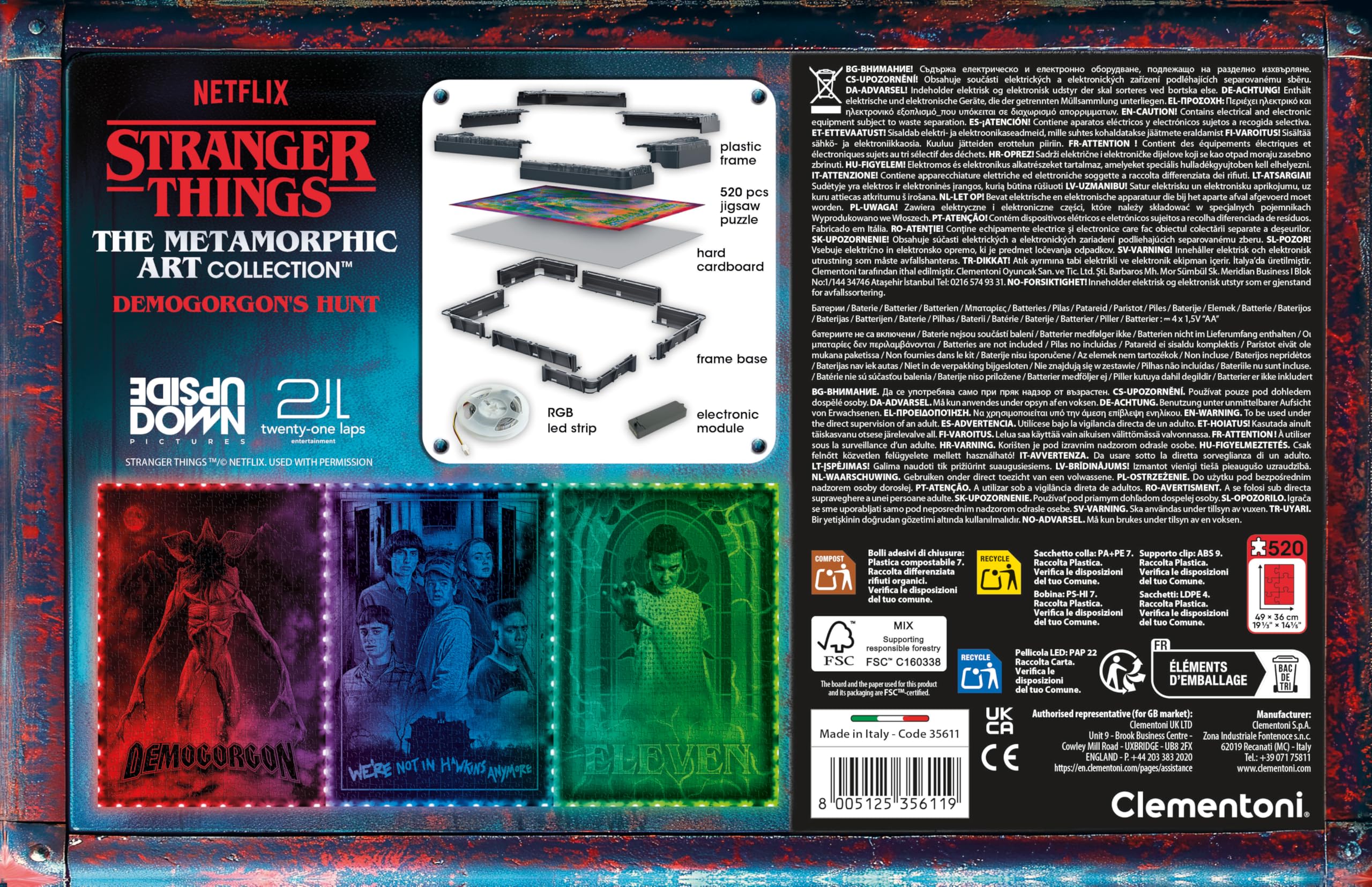 Clementoni Stranger Things Metamorphic Art Puzzle - 520-Piece LED Light-Up Jigsaw 5