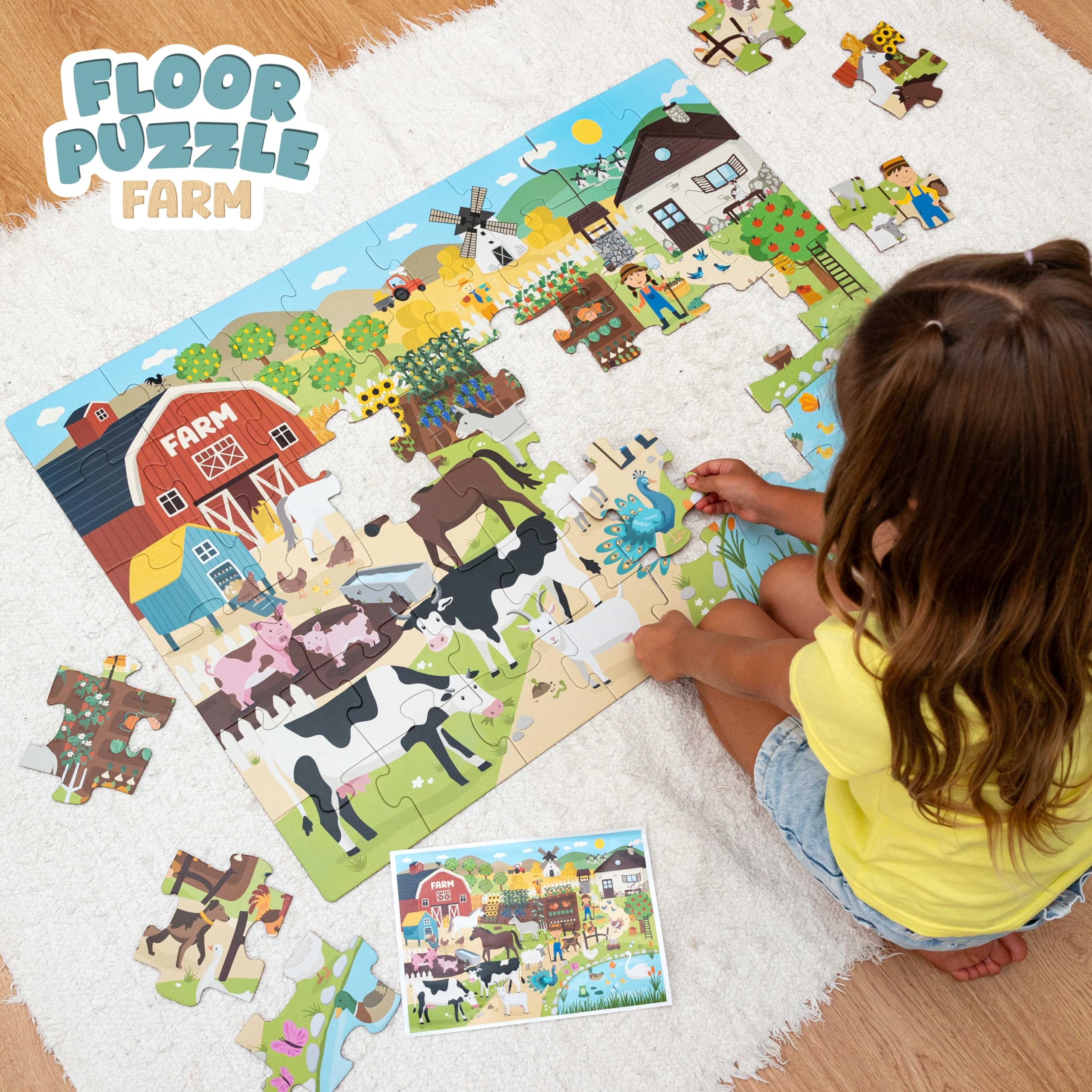 BONNYCO Giant Farm Animals Floor Puzzle - 48 Large Pieces, Ages 2+ 9