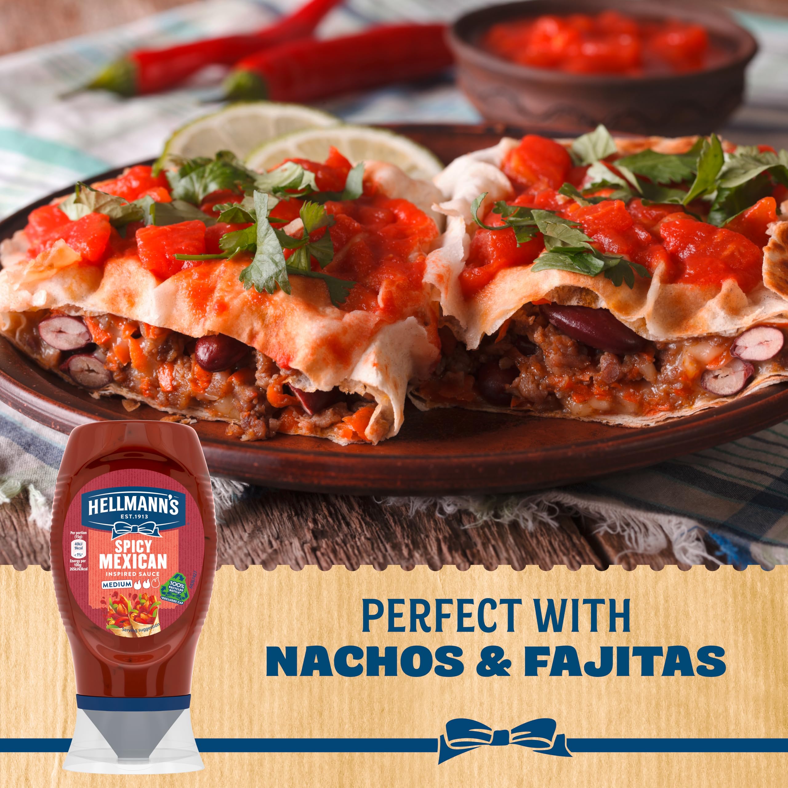 Hellmann's Spicy Mexican Sauce - Medium Heat, Vegan, 250g Squeeze Bottle 5