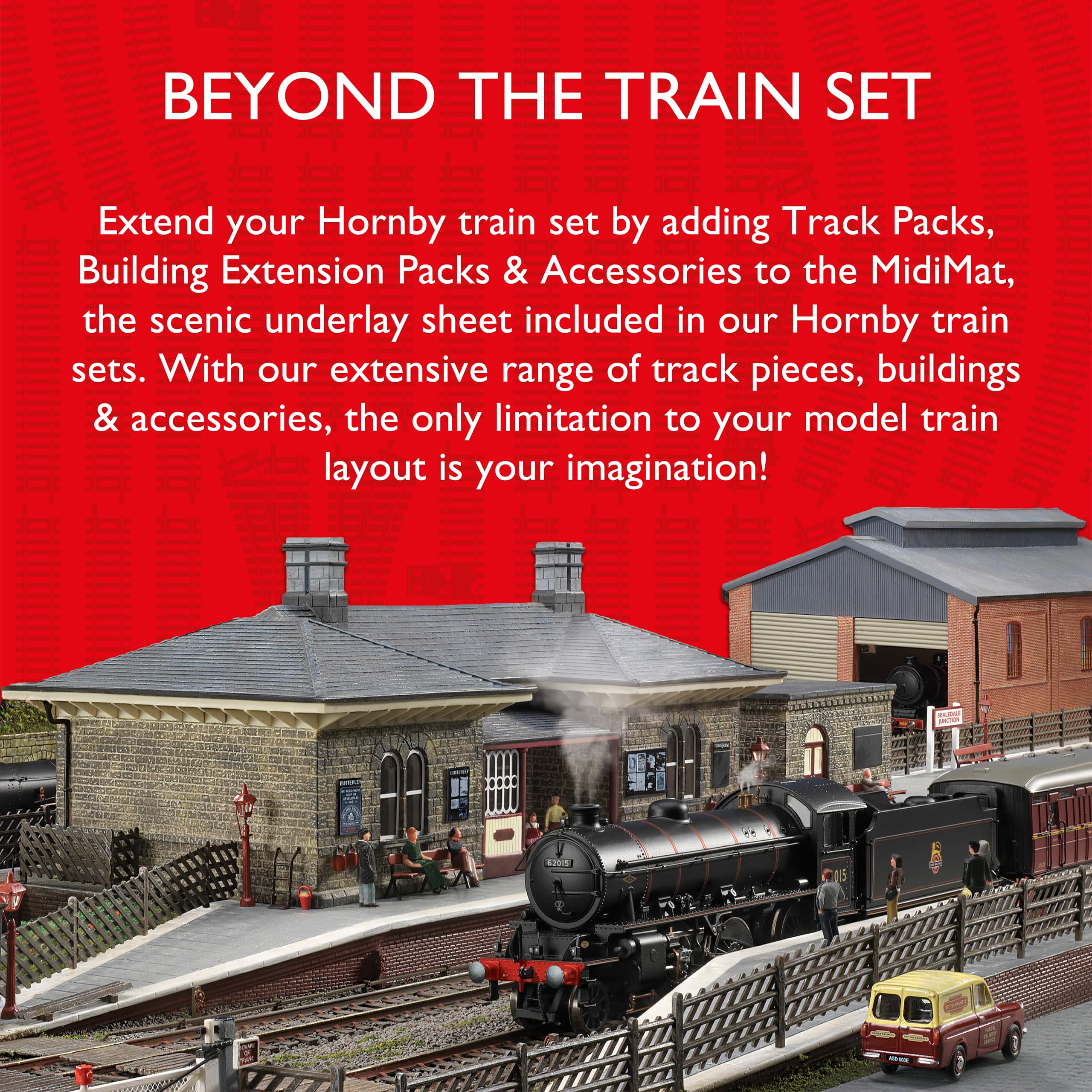 Hornby R8226 OO Gauge Track Extension Pack F - 6-Piece Model Railway Track Set with Straights, Curves, Points & Buffer Stop 12