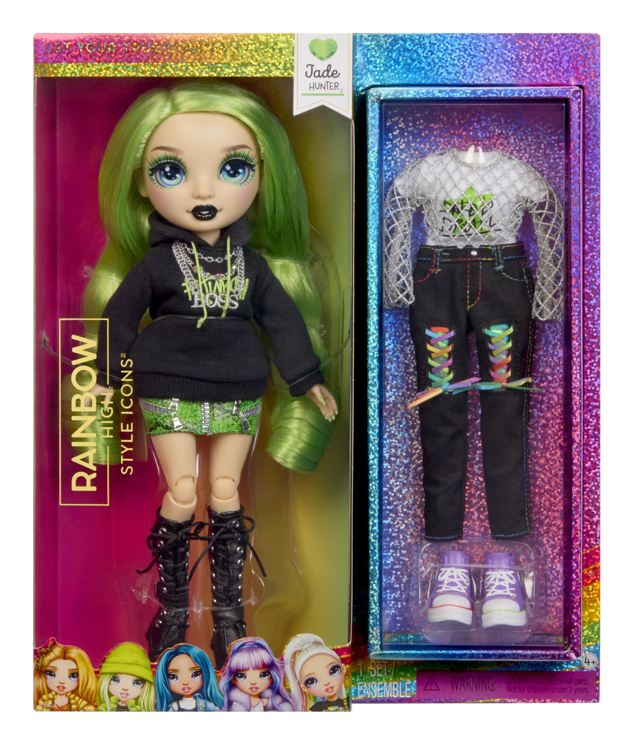 Rainbow High Style Icons Jade Fashion Doll - 28cm | 13 Points of Articulation | Includes 2 Outfits