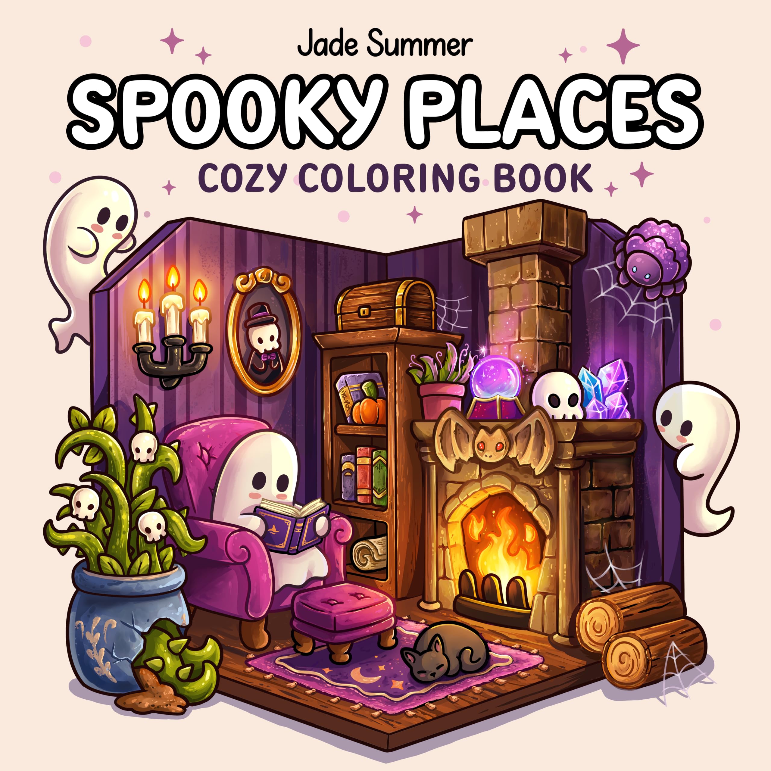 Spooky Places: Cozy Coloring Book for Adults and Teens with Cute and Creepy Designs by Jade Summer | 40 Images | Paperback 1