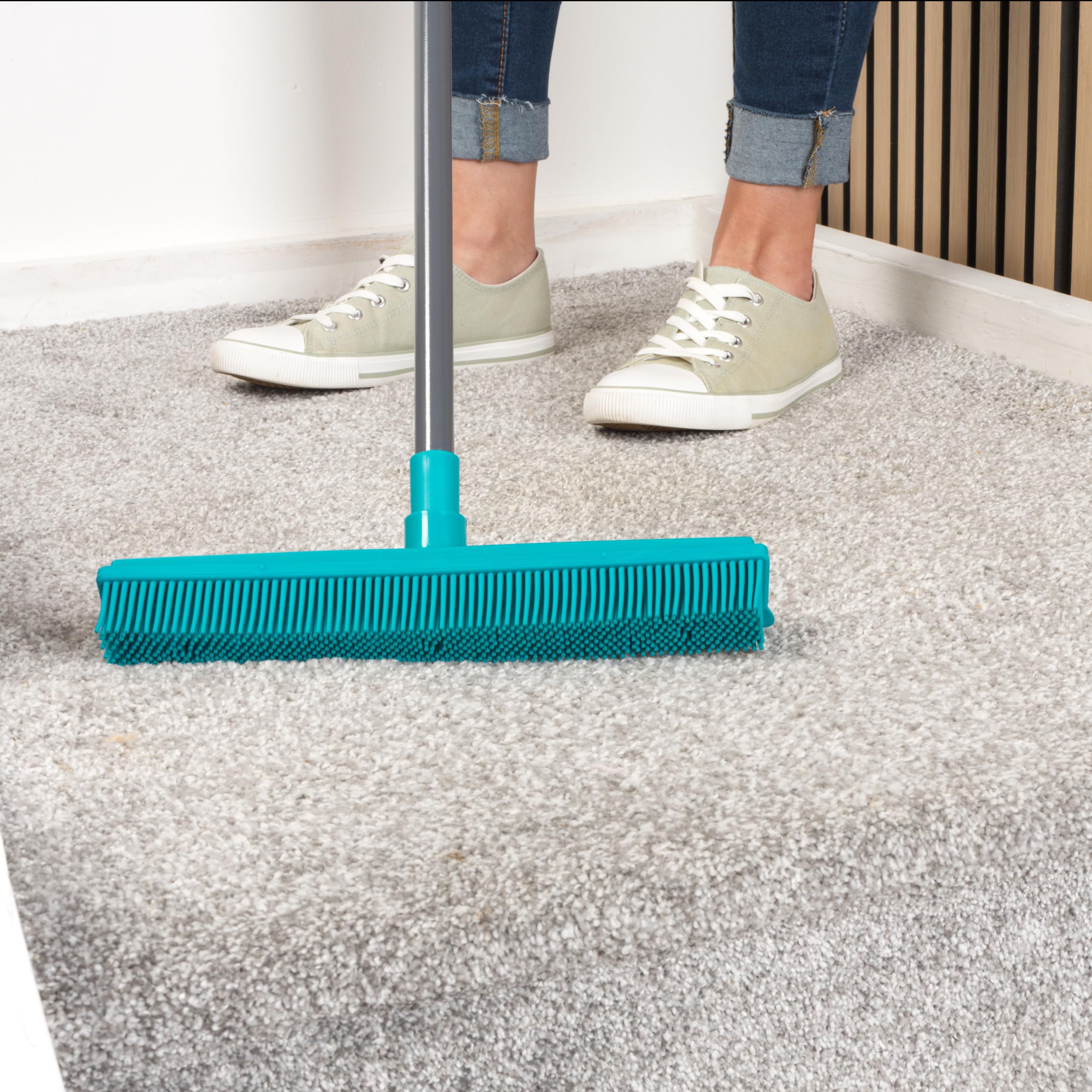 Beldray Antibac Pet Plus Rubber Head Push Broom - Telescopic Handle, Antibacterial Treatment | Grey 5