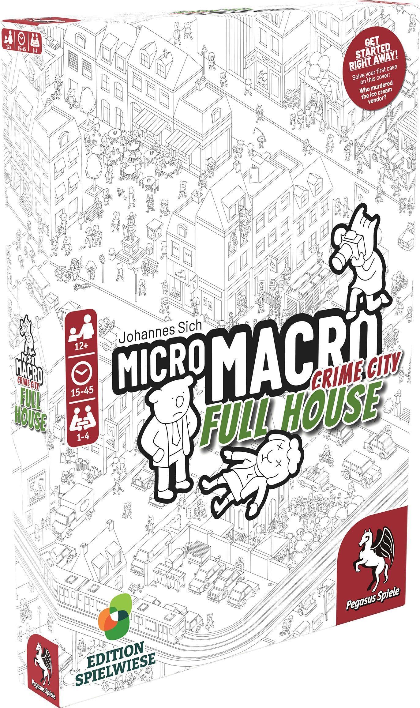 Pegasus Spiele MicroMacro: Crime City - Full House Board Game | Ages 12+ | 1-4 Players | 15-45 Min