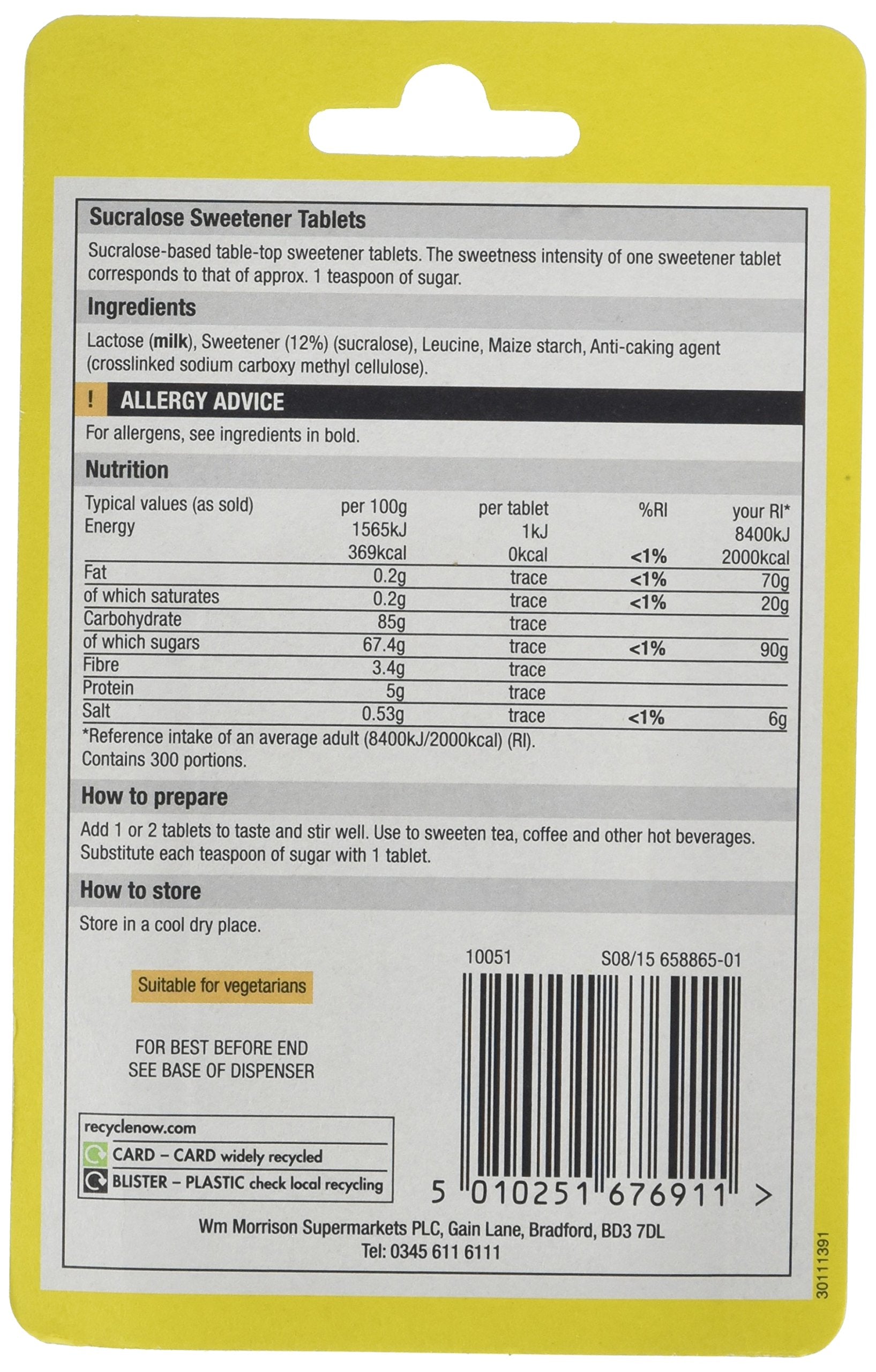 Morrisons Sucralose Sweetener with Stevia Extract, 300 Tablets (Pack of 12)