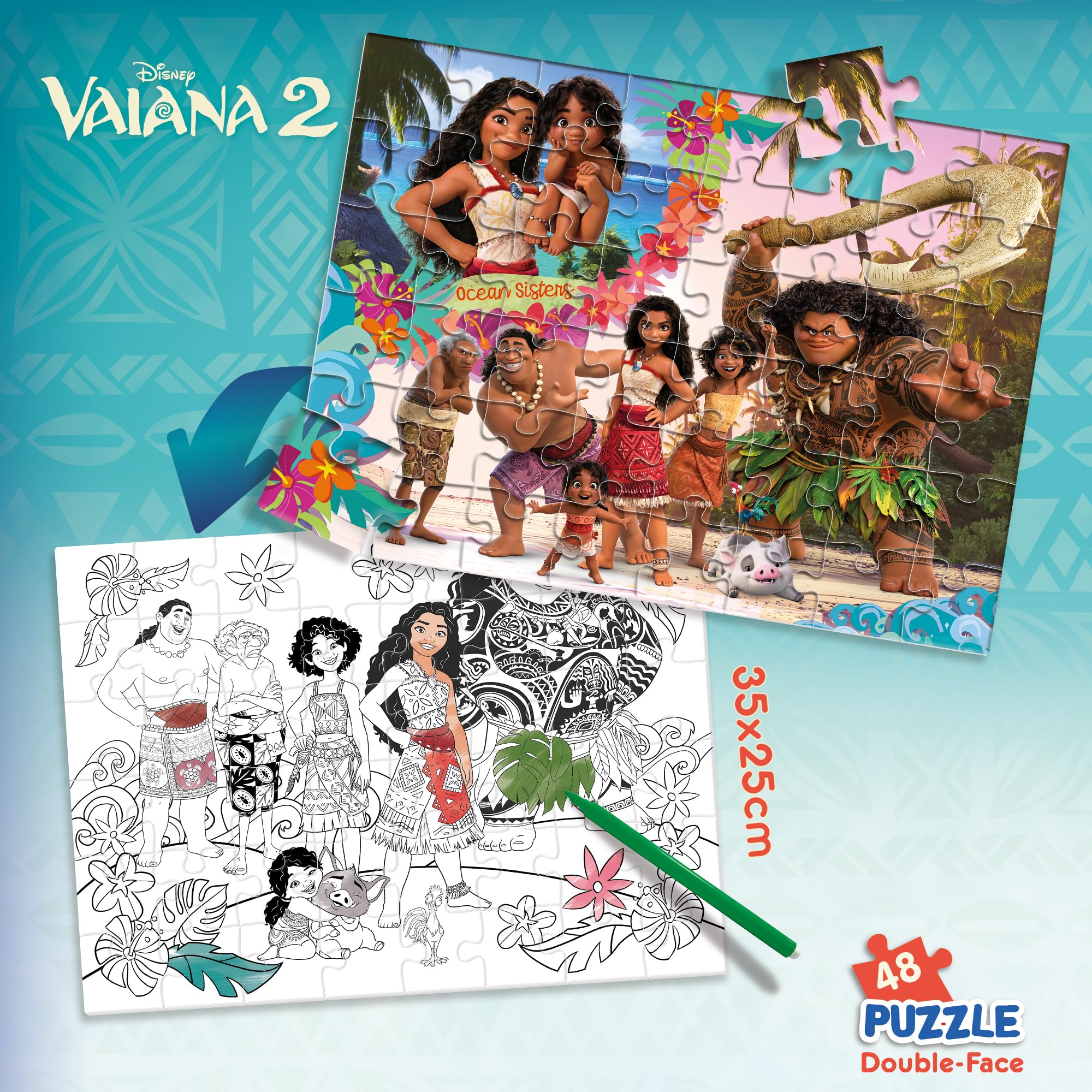 Liscianigiochi DISNEY Vaiana MaxiPlus Puzzle - 48 Piece Double Sided for Ages 4+ 4