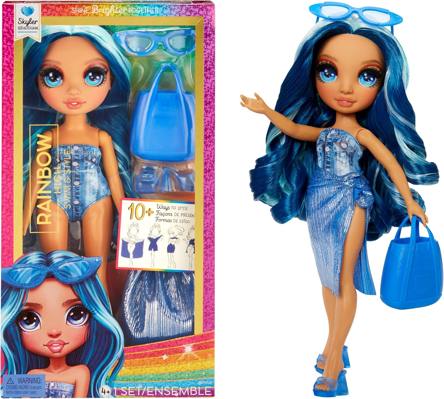 Rainbow High Swim & Style - Skyler (Blue) - 28 cm Doll with Shimmery Wrap 1