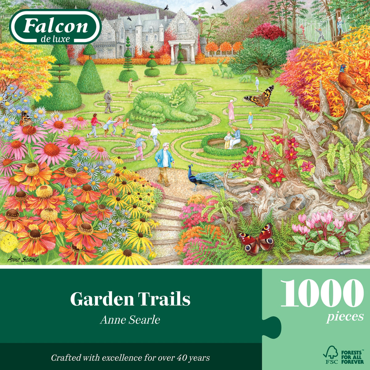 Falcon Garden Trails Jigsaw Puzzle - 1000 Pieces | Illustrated by Anne Searle | 68 x 49 cm