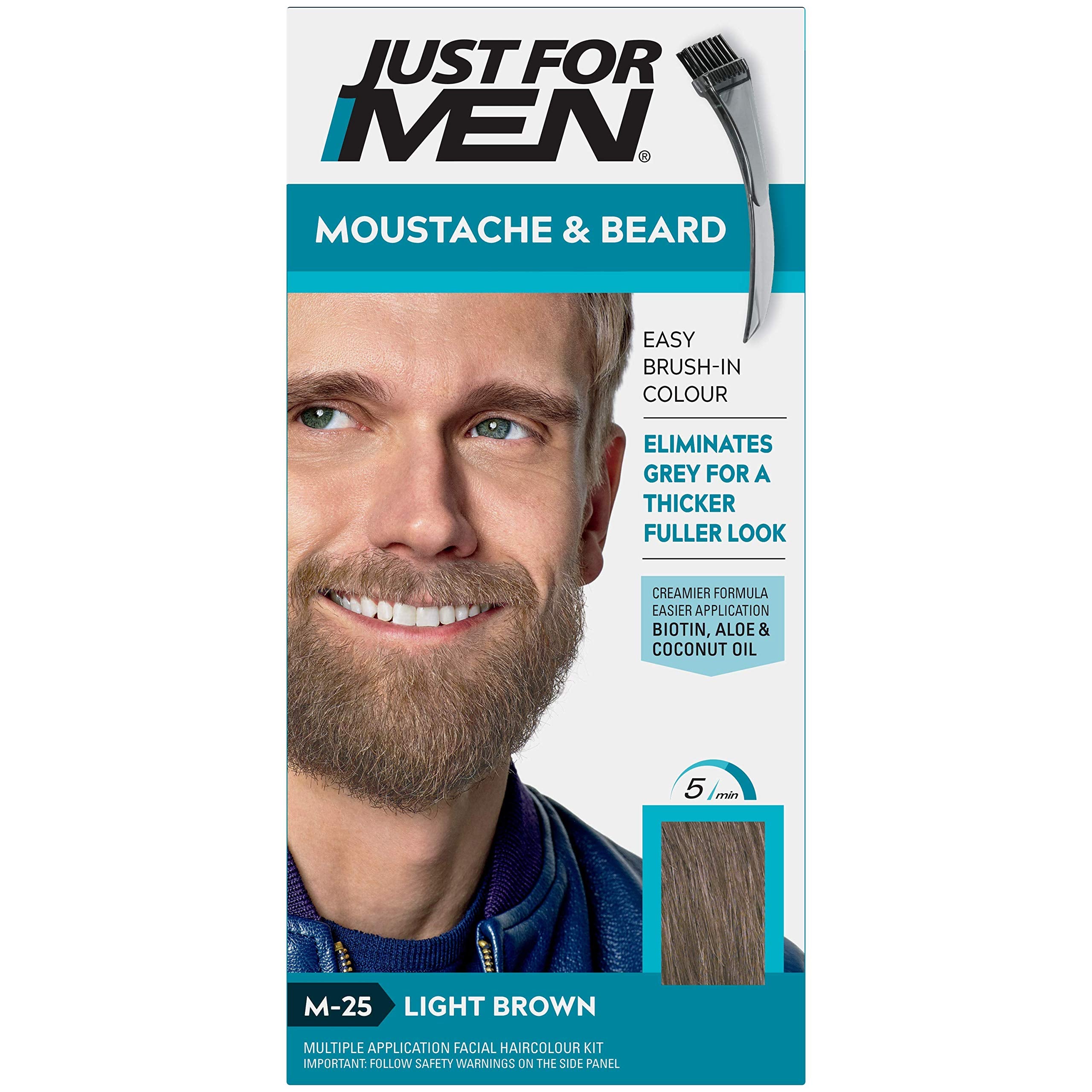 Just For Men Moustache & Beard Dye - Light Brown (M25) for Thicker, Fuller Look 1