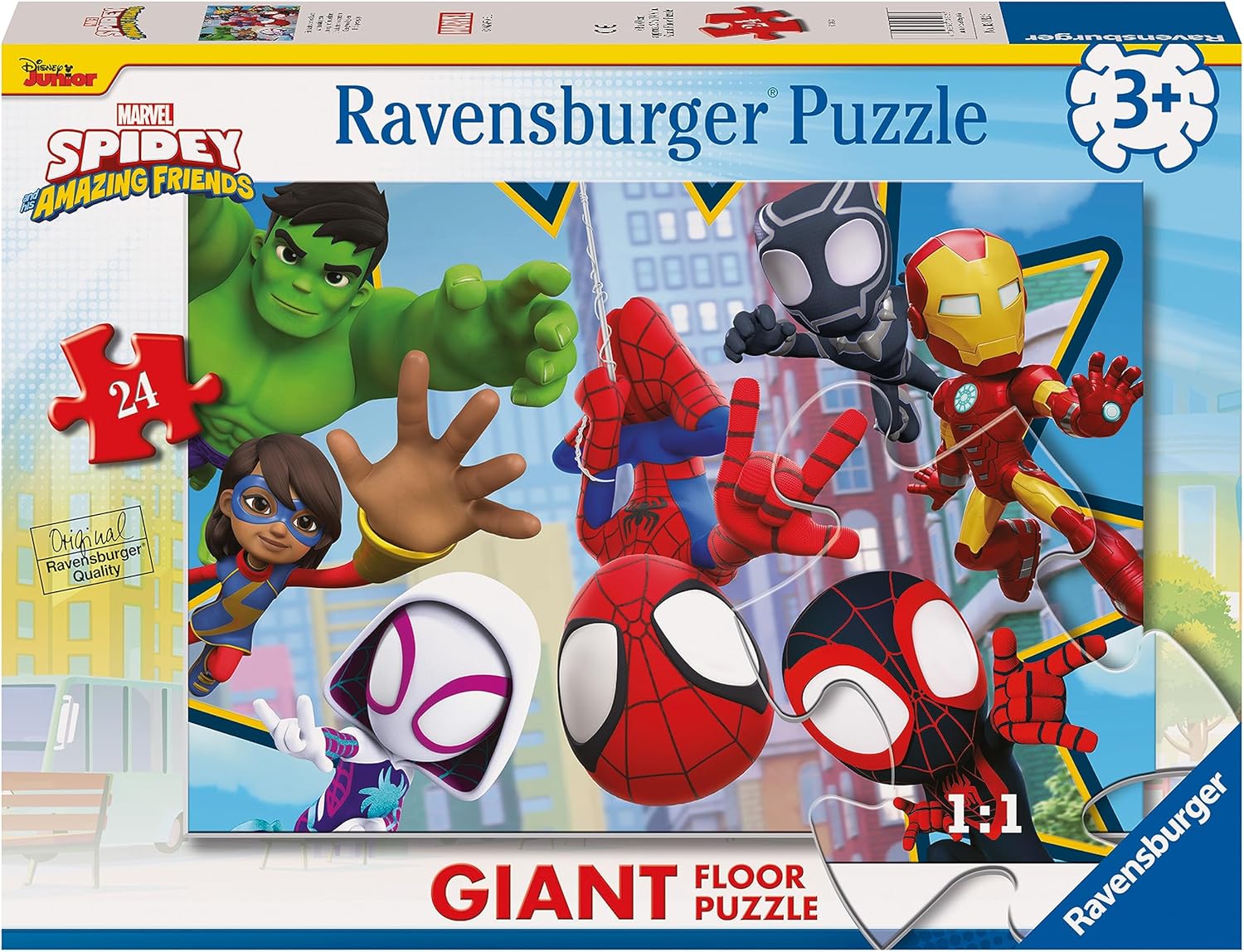 Ravensburger Marvel Spiderman Spidey & His Amazing Friends 24-Piece Giant Floor Puzzle - Educational Activity for Kids 3 Years and Up 1