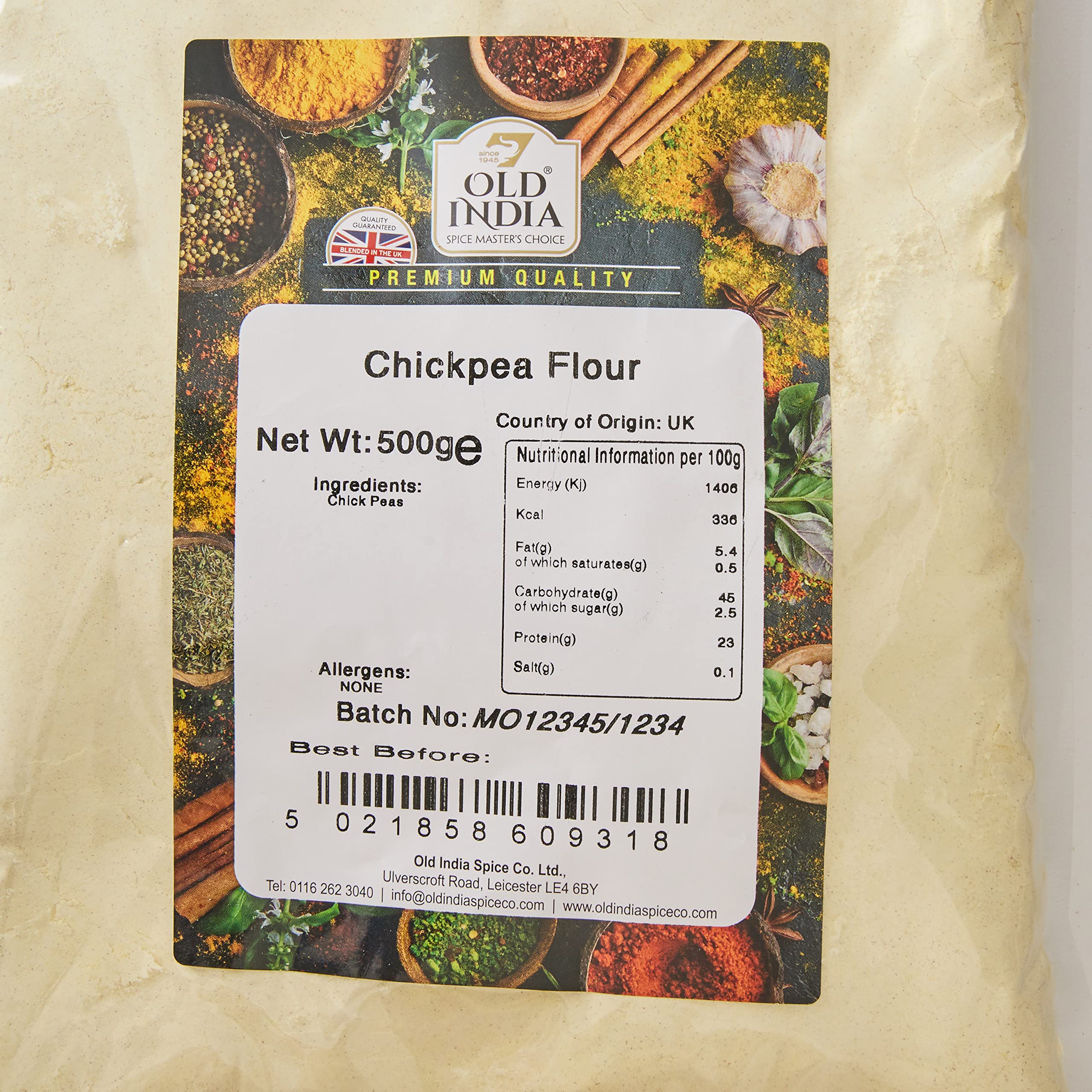 Old India Chickpea Flour - 500g | Natural, Additive-Free, GMO-Free