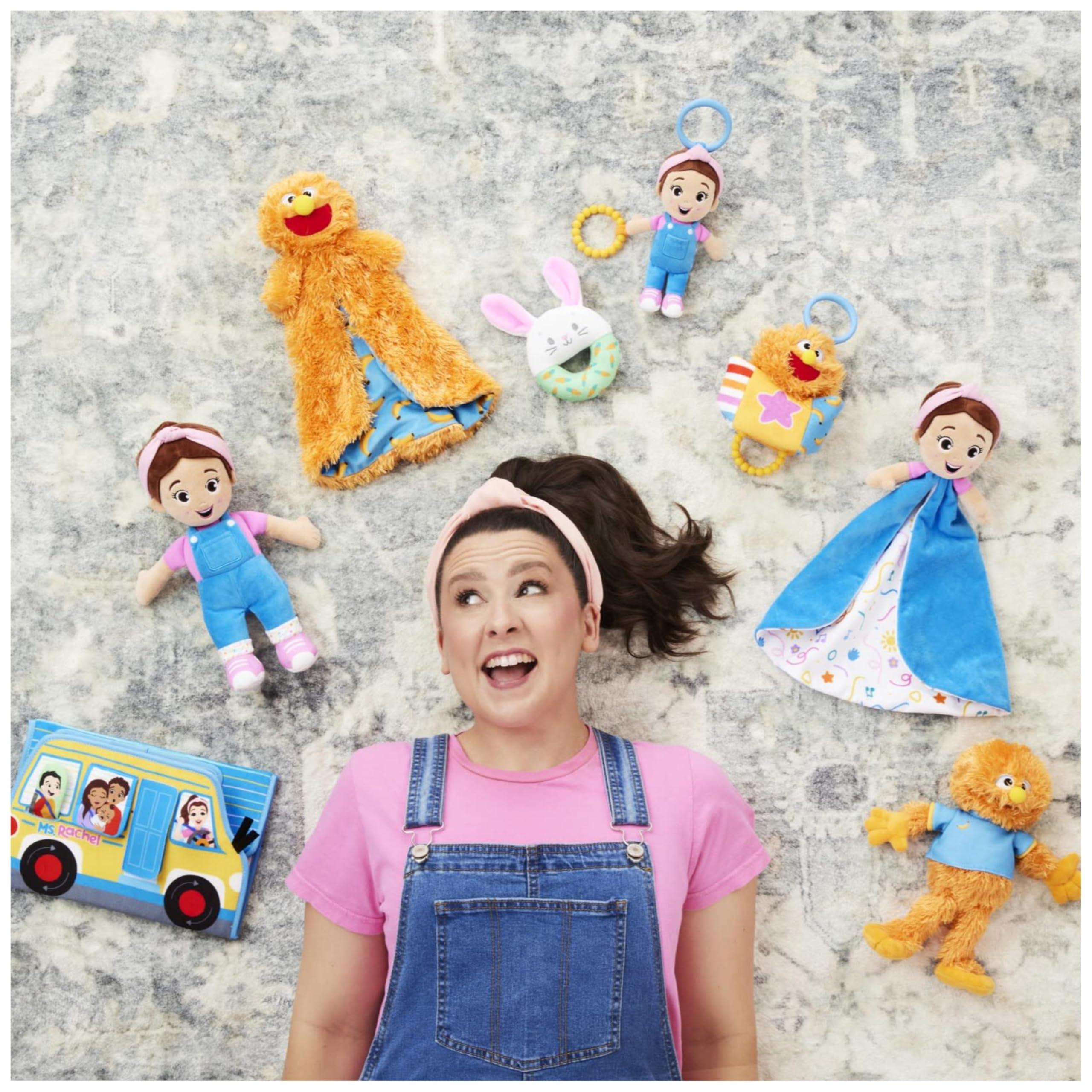 Ms. Rachel Tummy Time Activity Bus - Soft Folding Play Mat with Mirror & Textures for Sensory Development 18