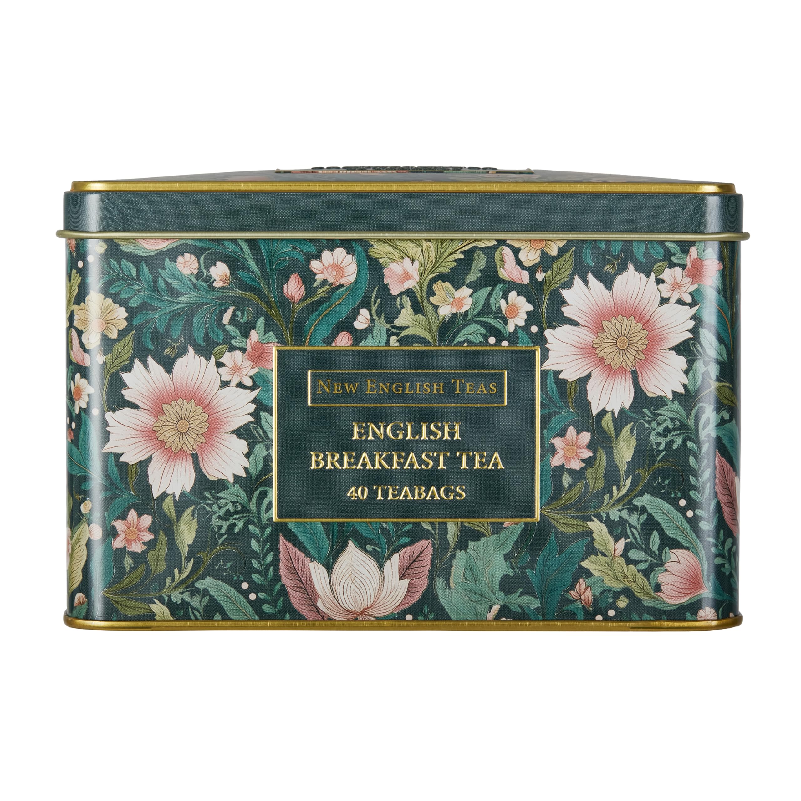 New English Teas Victorian Garden Tea Tin with 40 English Breakfast Teabags