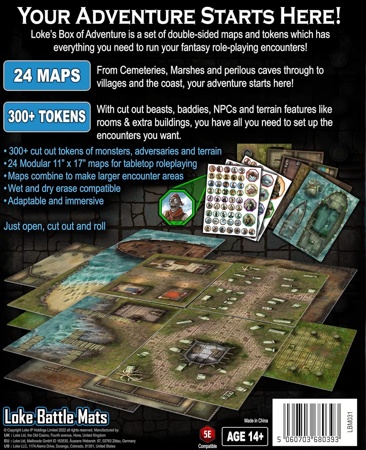 Loke Battlemats Coast of Dread Box of Adventure RPG Battle Mat Kit 2