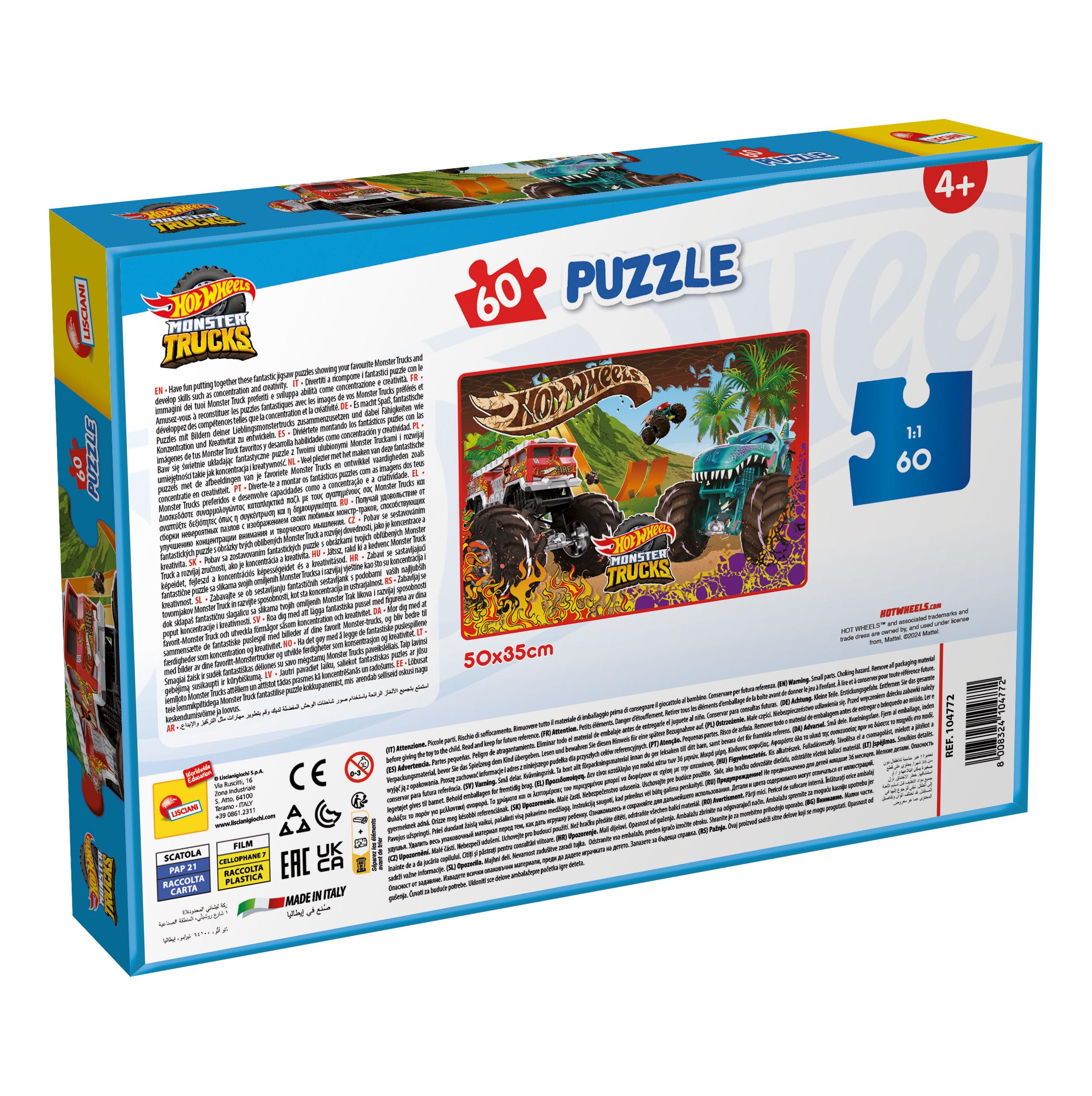Lisciani Hot Wheels Monster Truck Puzzle - 60 Pieces | Ages 4+ | 35x50cm 4