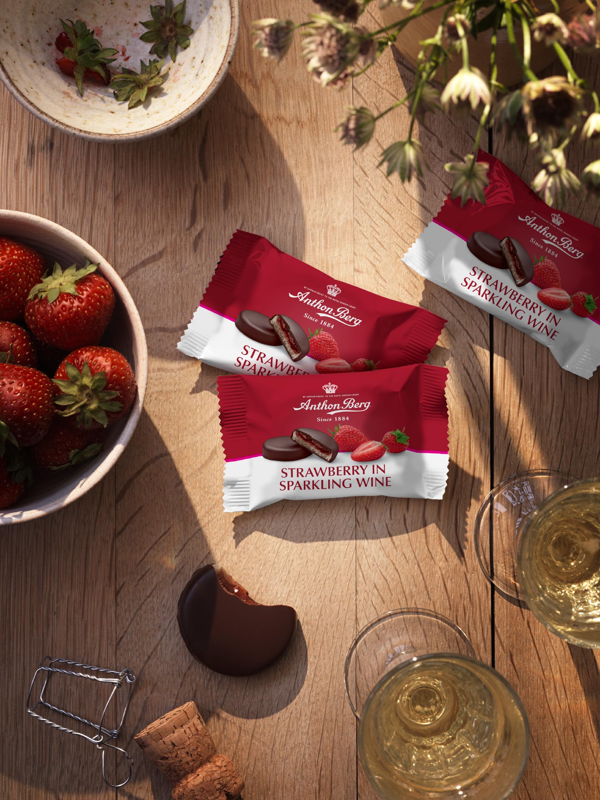 Anthon Berg Dark Chocolate Covered Marzipan Treats - Strawberry in Champagne 220g 10
