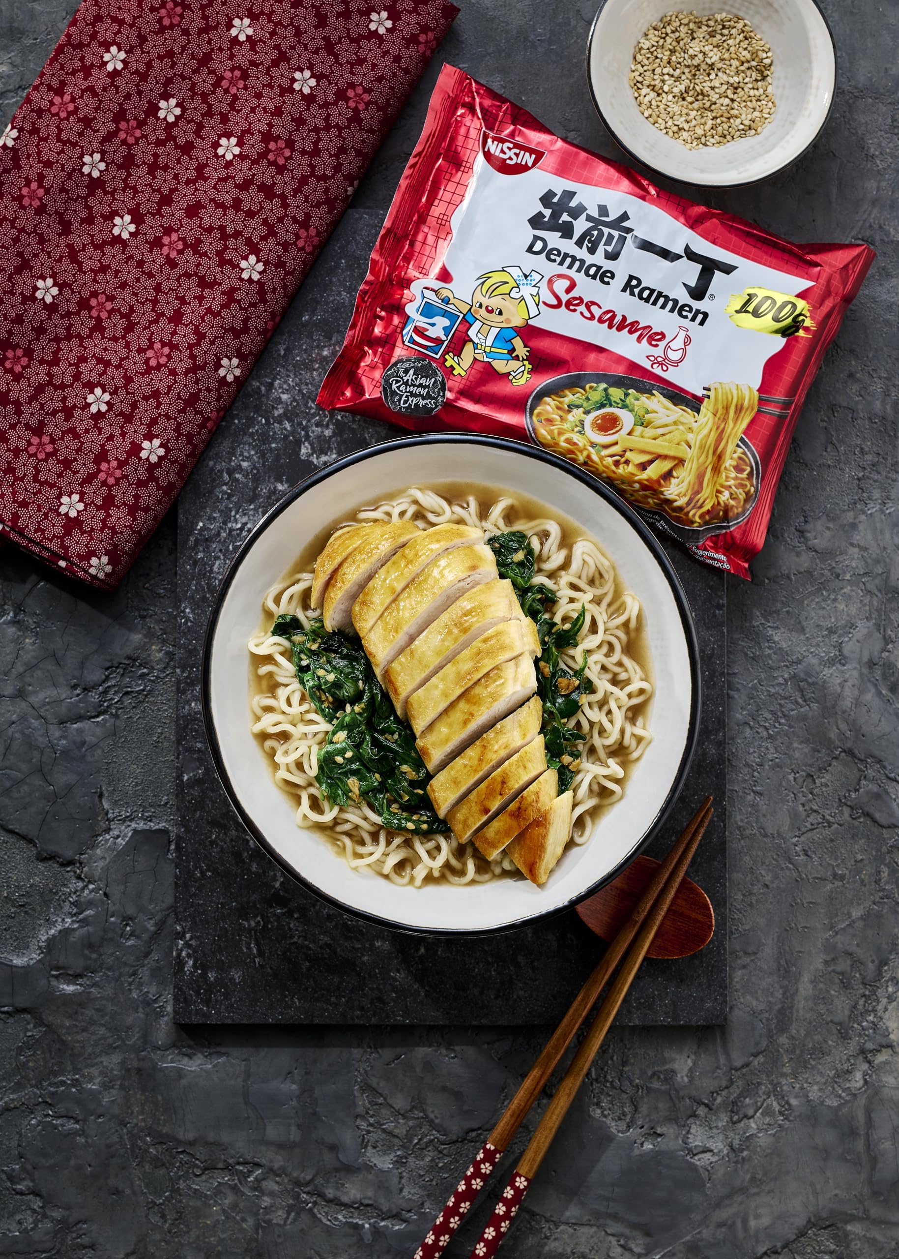 NISSIN Ramen Sesame Flavoured Instant Noodles - Pack of 10 | Quick Meal 5