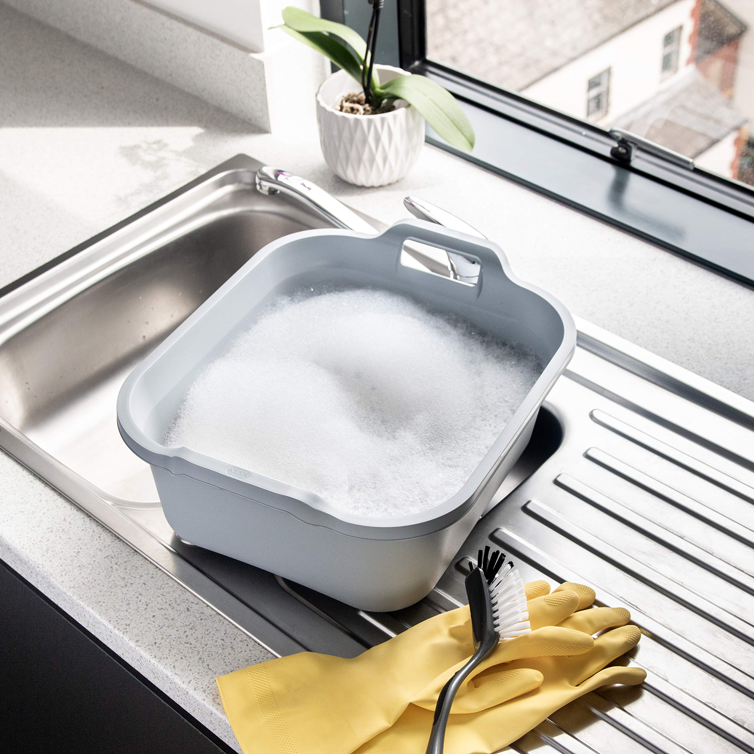 Addis - Eco Washing Up Bowl with Twin Handles 9.5L, Light Grey 8