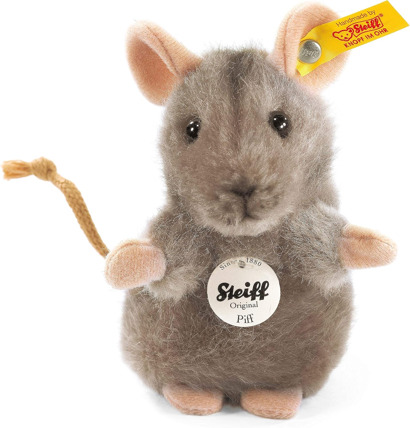 Steiff Piff Mouse Plush Toy - Soft Grey Stuffed Animal, 10cm