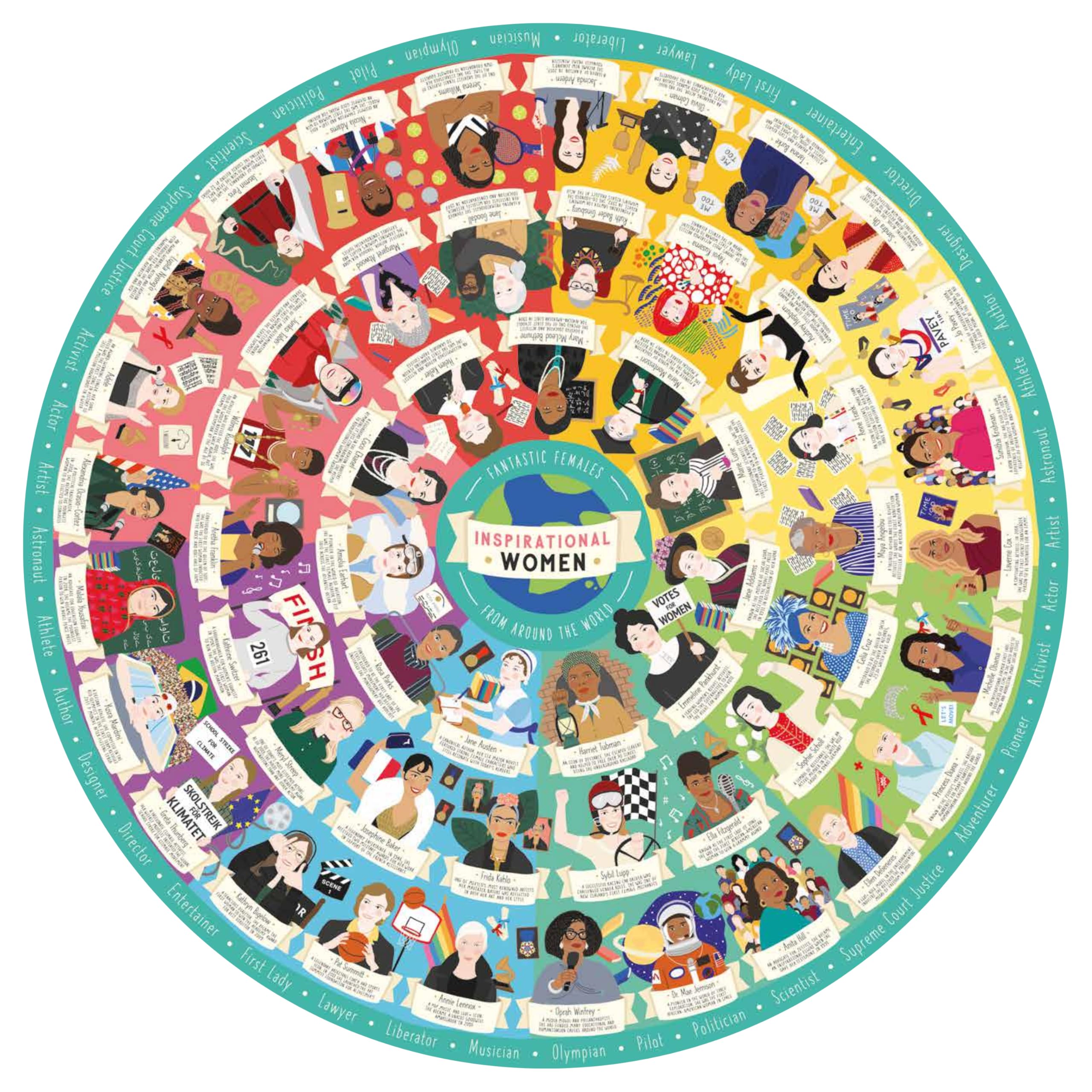 Ridley's Games Inspirational Women Jigsaw Puzzle - 1000 Pieces, Circular Design | Multicolor