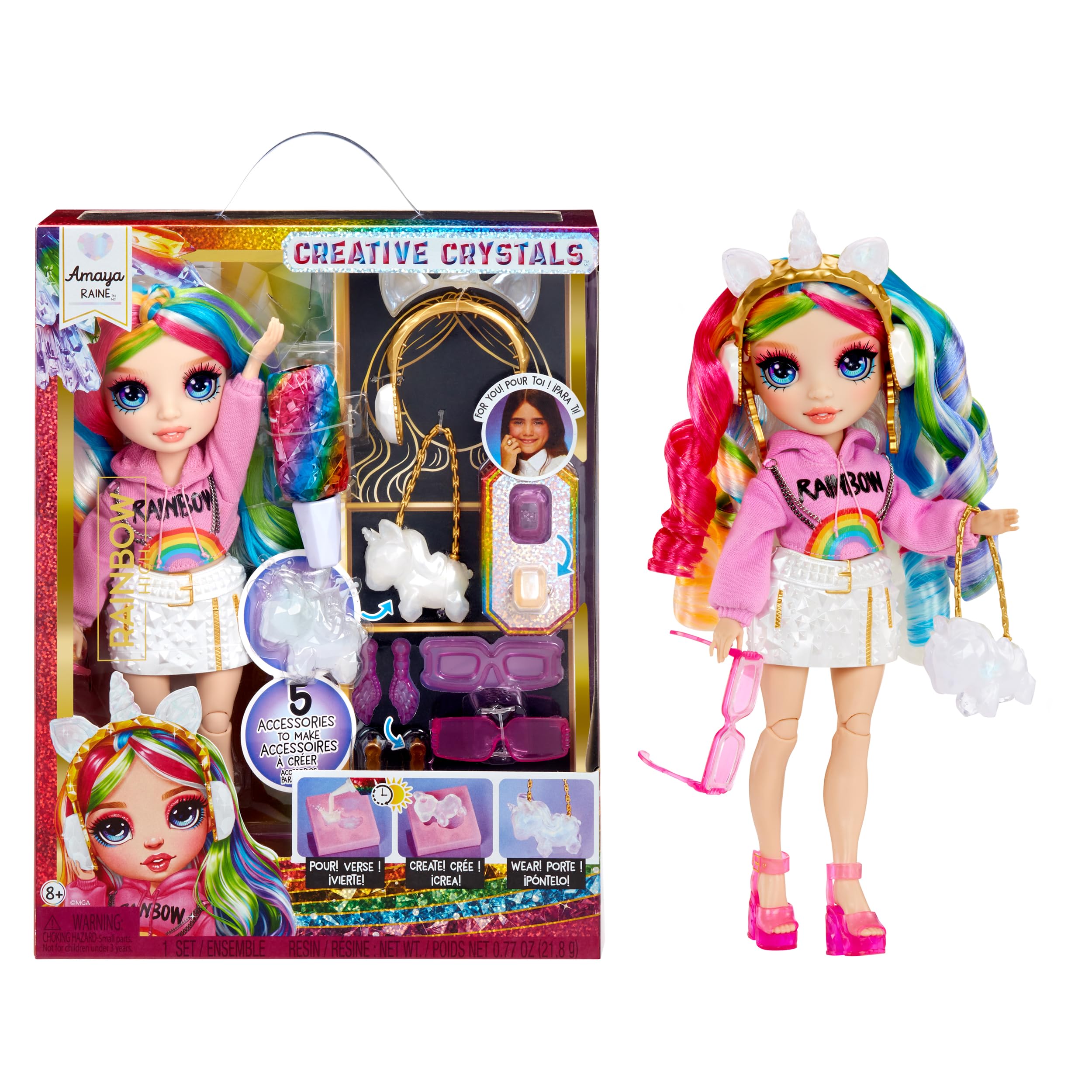Rainbow High Creative Crystals Amaya - 28 cm Fashion Doll with DIY Crystal Accessory Kit 1