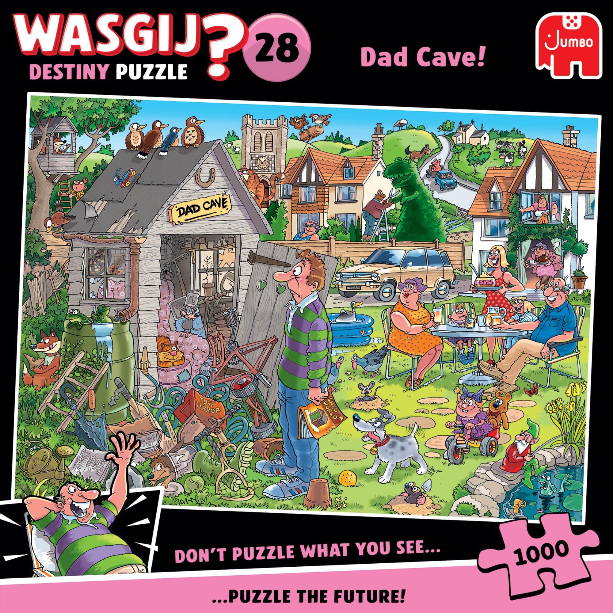 Jumbo Wasgij Destiny 28 Dad Cave - Unique 1000 Piece Jigsaw Puzzle for Adults