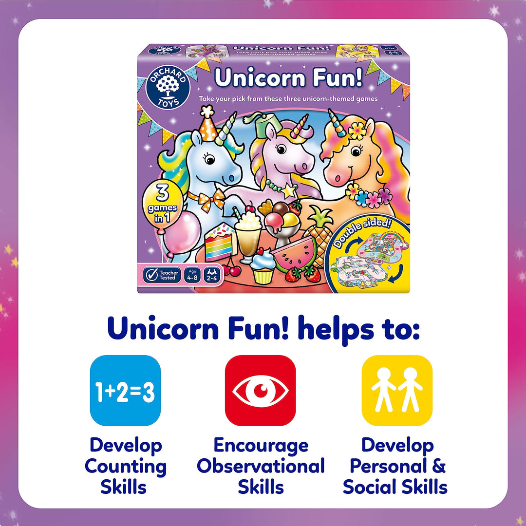 Orchard Toys Unicorn Fun! 3-in-1 Board Game