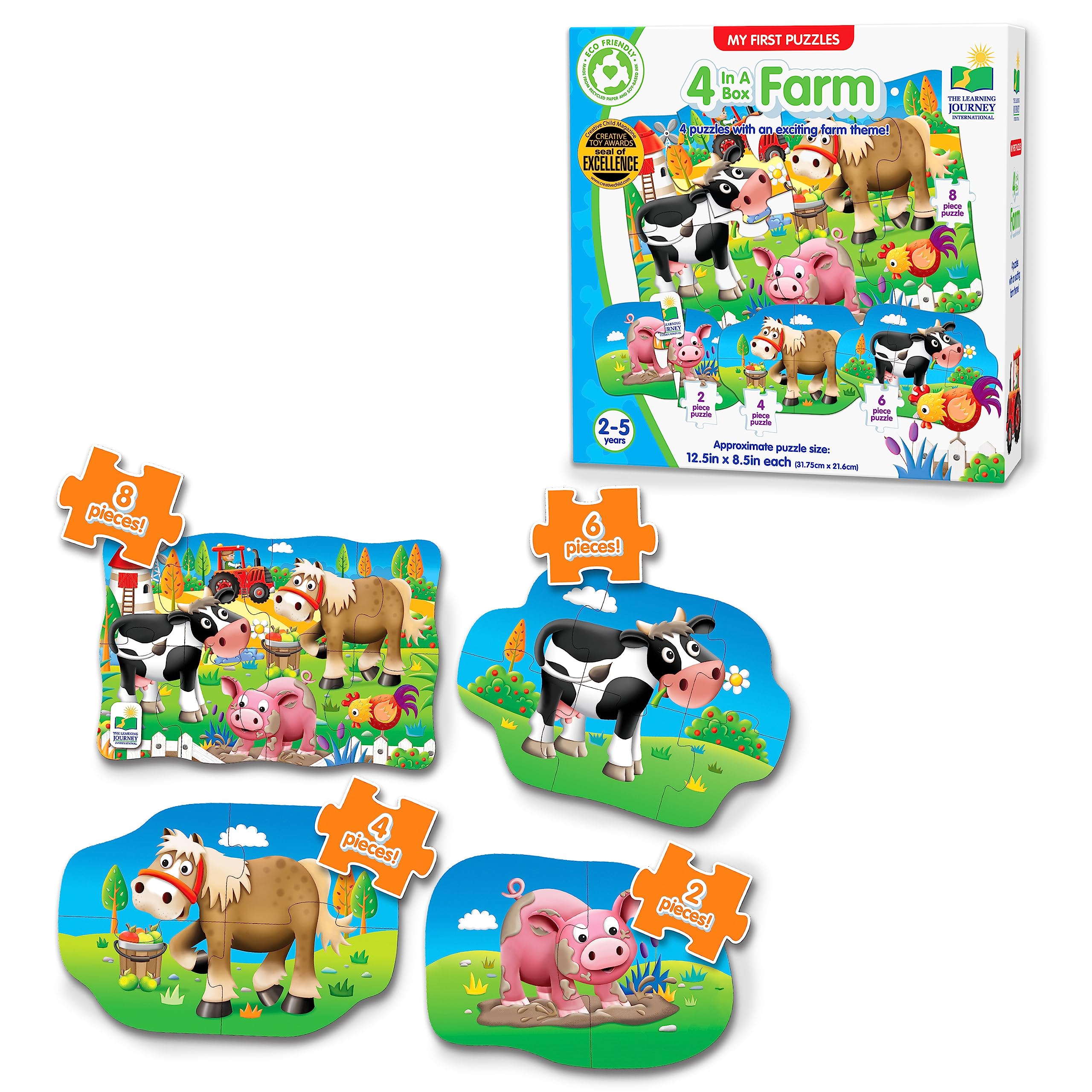 The Learning Journey Farm My First Puzzle Sets - 4 Progressive Puzzles for Toddlers 2-5 Years 1