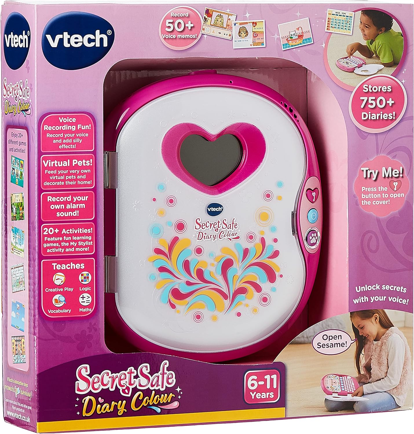 VTech Secret Safe Diary - Voice Activated Electronic Diary with MP3 Connectivity for Girls 5-10 Years 1