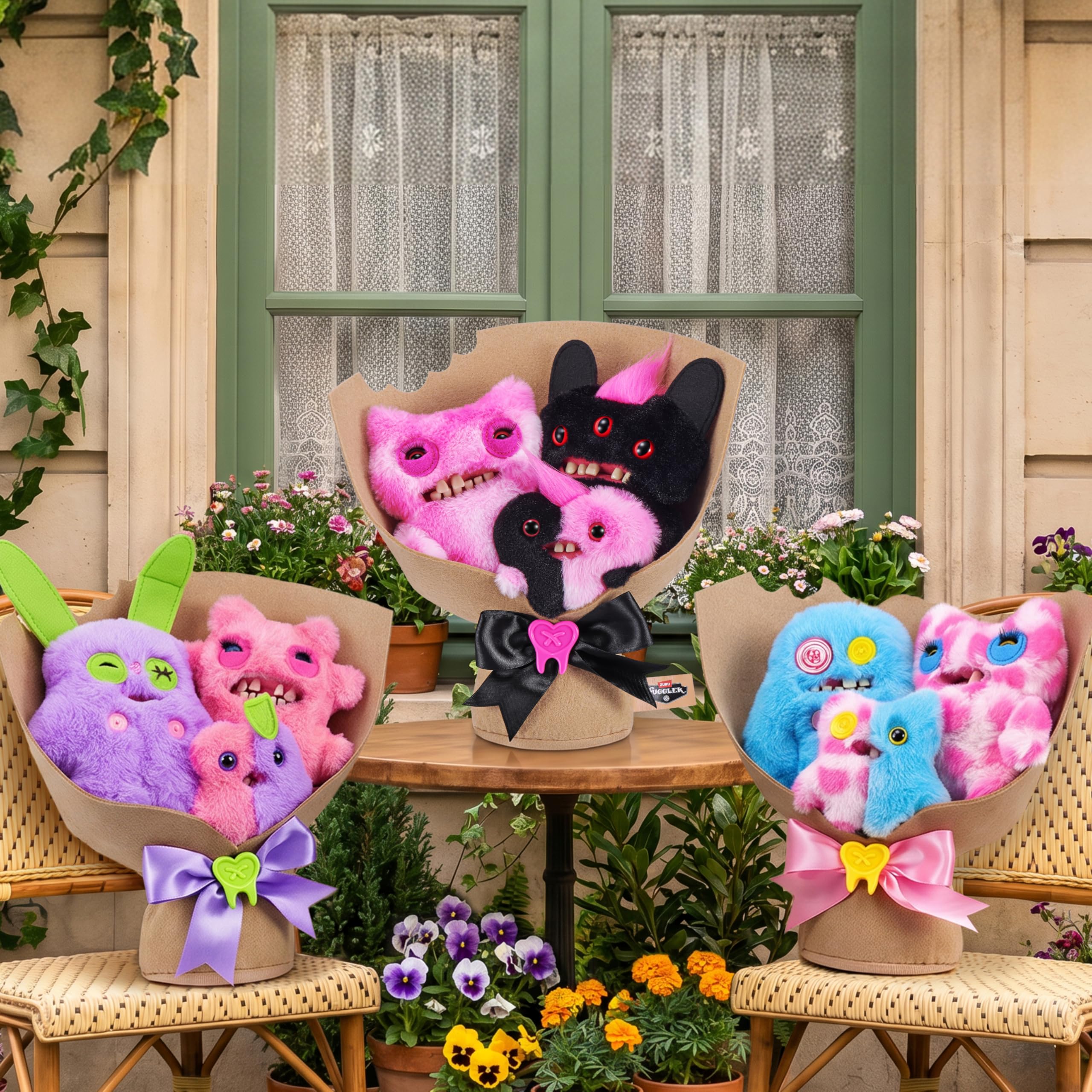Fuggler Soft Dolls Bouquet - Sasquoosh, Stinkface, Squooshface - 2 x 9 inch, 1 x 3.5 inch Plush Set 4