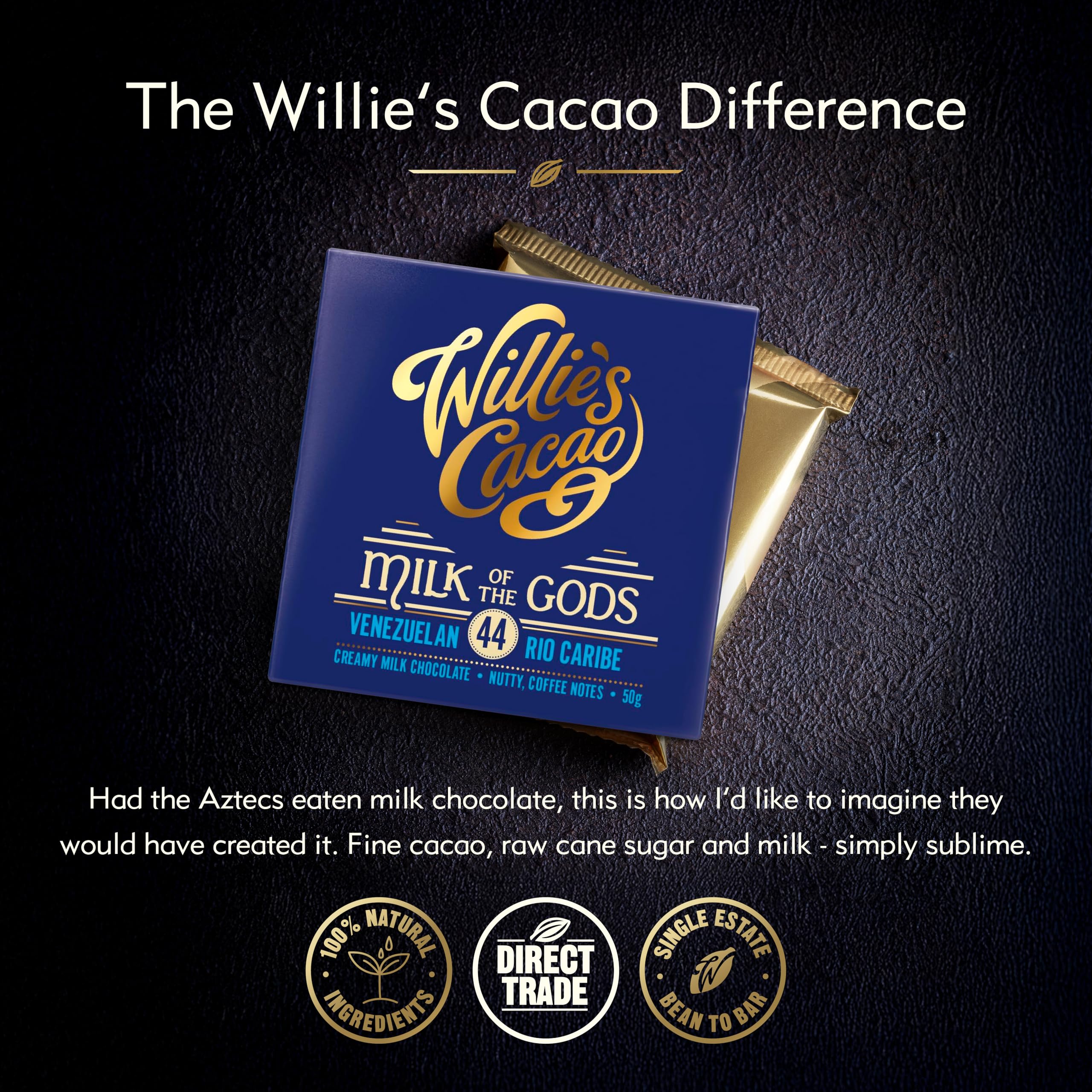 Willie's Cacao Bar - Milk of the Gods 44% Milk Chocolate - 50g Artisan Bean to Bar 7