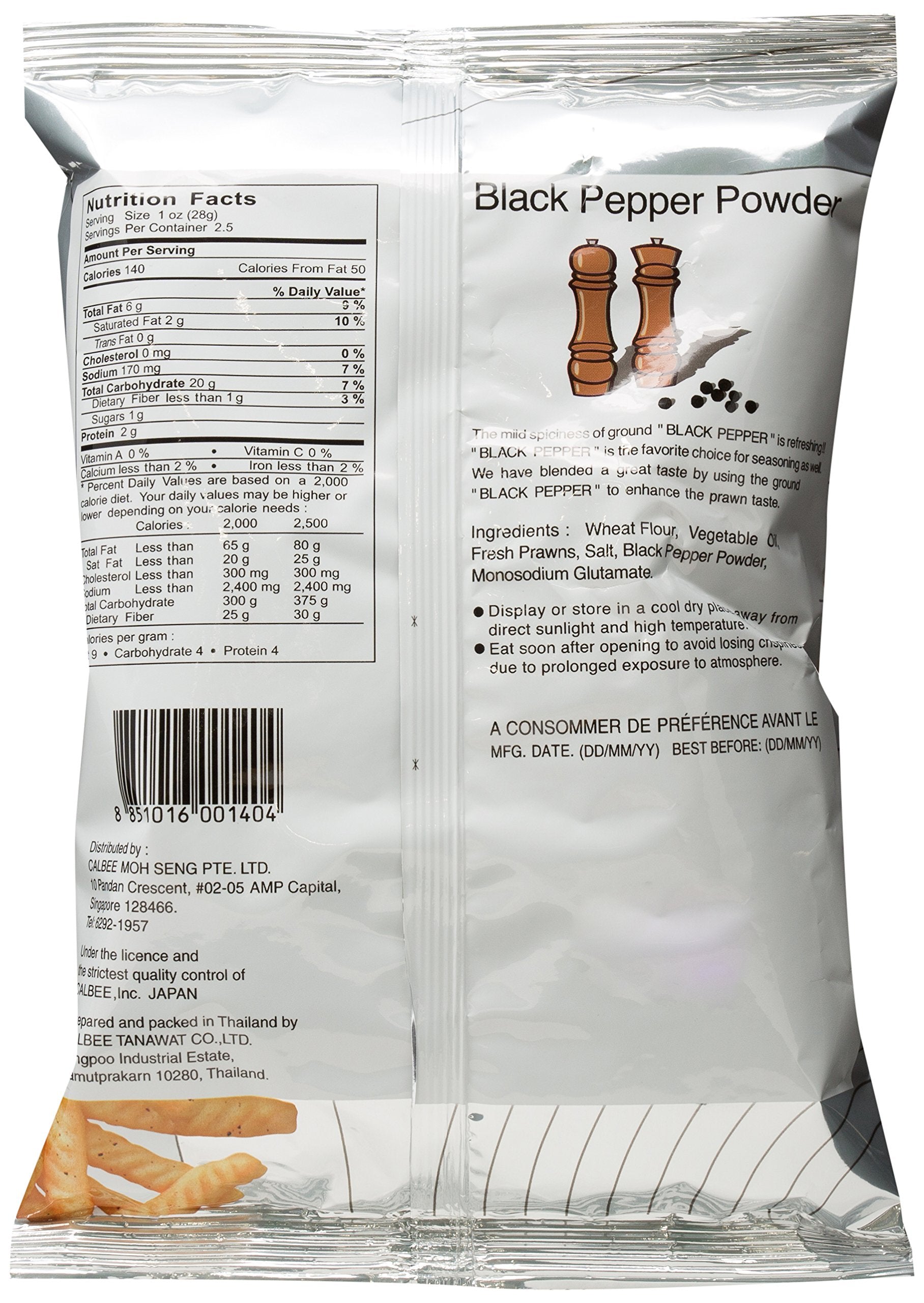 Calbee Prawn Crackers Black Pepper Flavour - 90g Single Bag