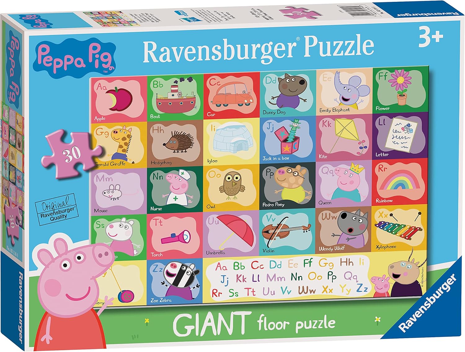 Ravensburger Peppa Pig Alphabet 24 Piece Giant Floor Puzzle for Kids 3 Years and Up