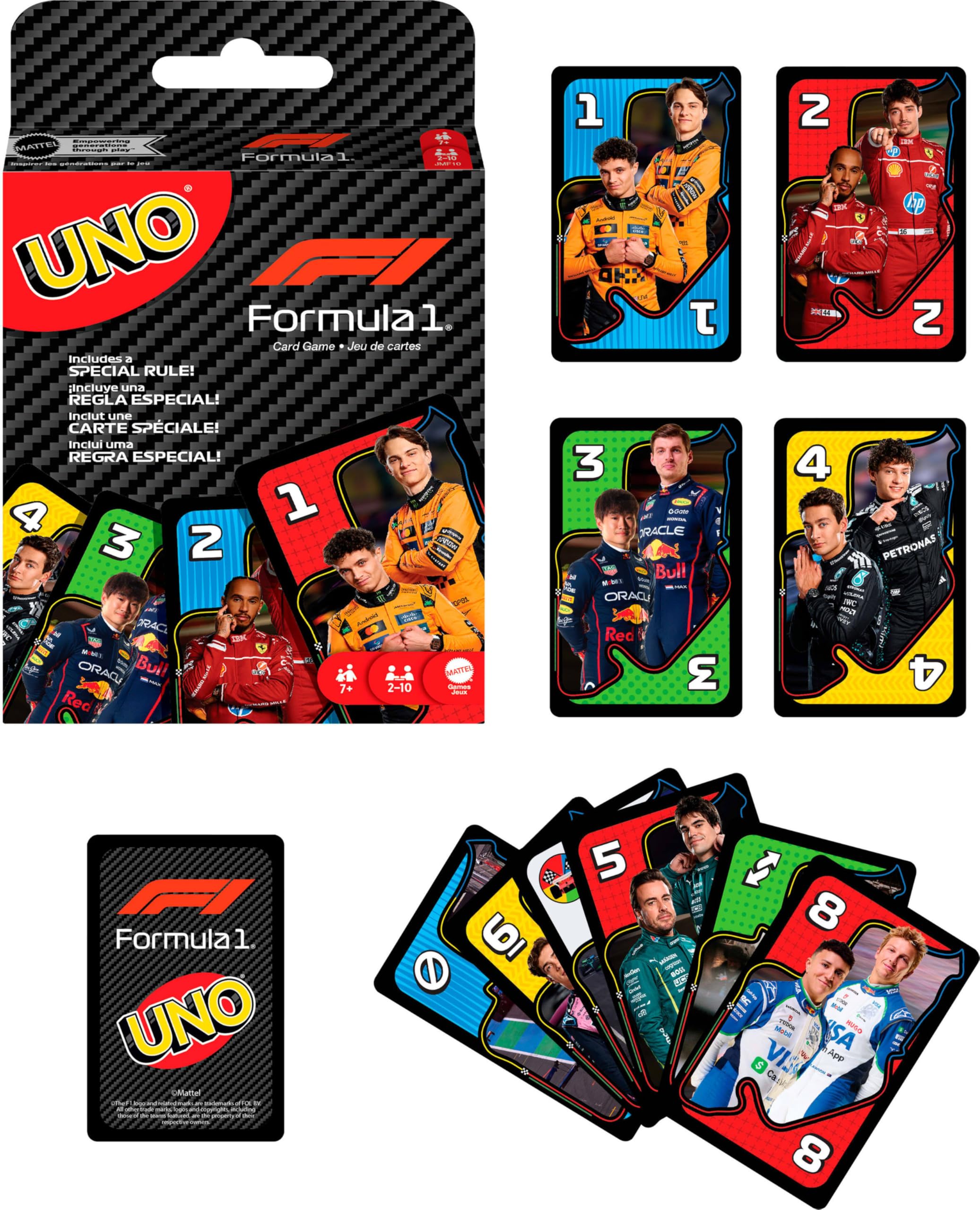 Mattel Games UNO F1 Card Game for Kids, Families, Travel & Camping, Deck Fe 5