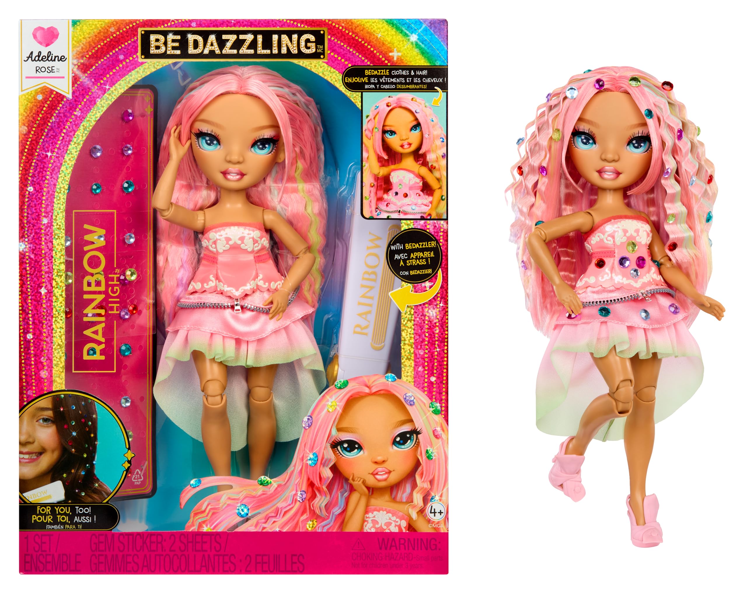 Rainbow High Adeline Rose Be Dazzling Doll - 28cm Fully Articulated Fashion Doll with Bedazzling Tool