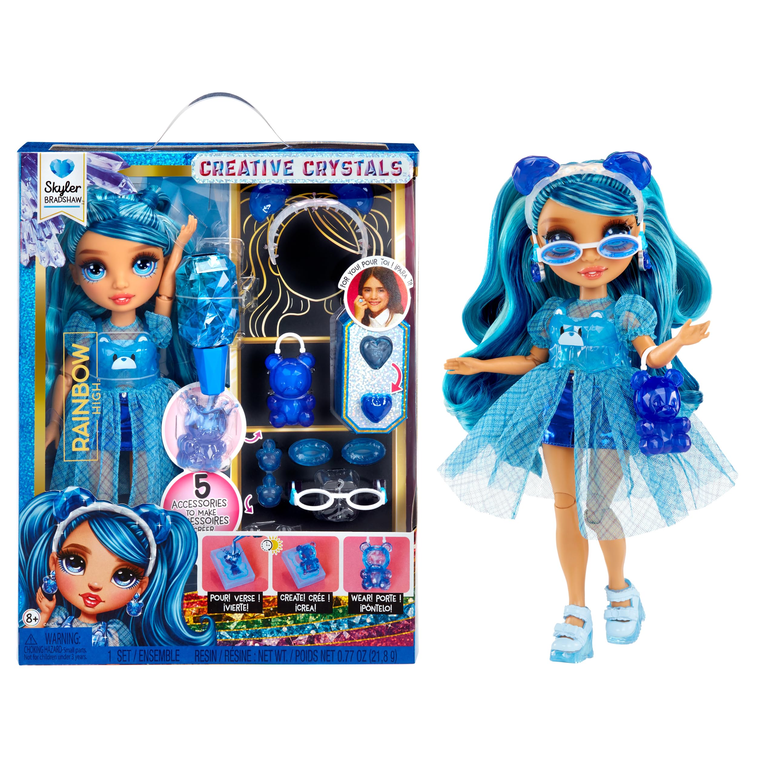 Rainbow High Creative Crystals Skyler - Blue 28 cm Fashion Doll with DIY Crystal Accessory Kit 1