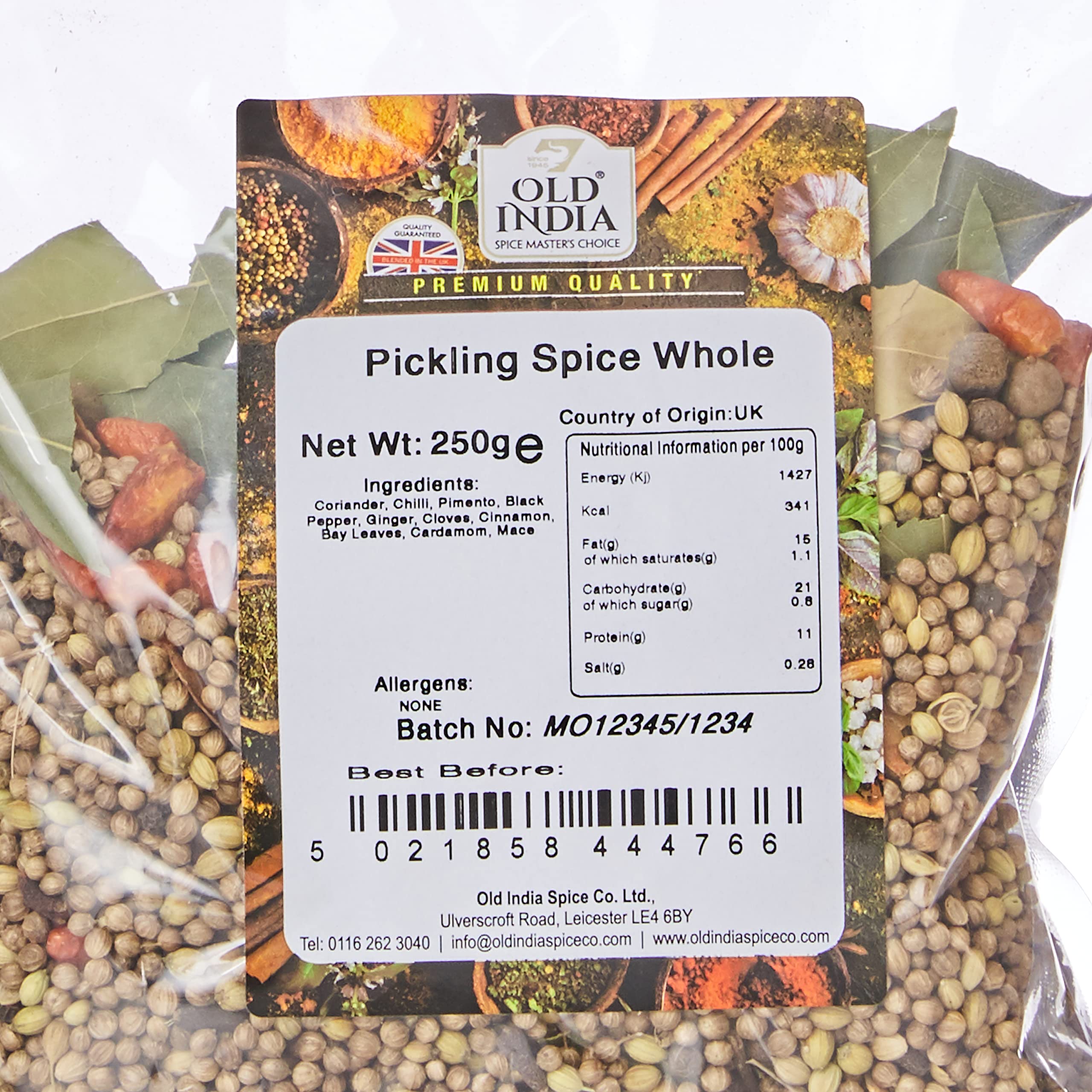 Old India Pickling Spice Whole - 250g Natural Additive Free Mixed Spice Blend