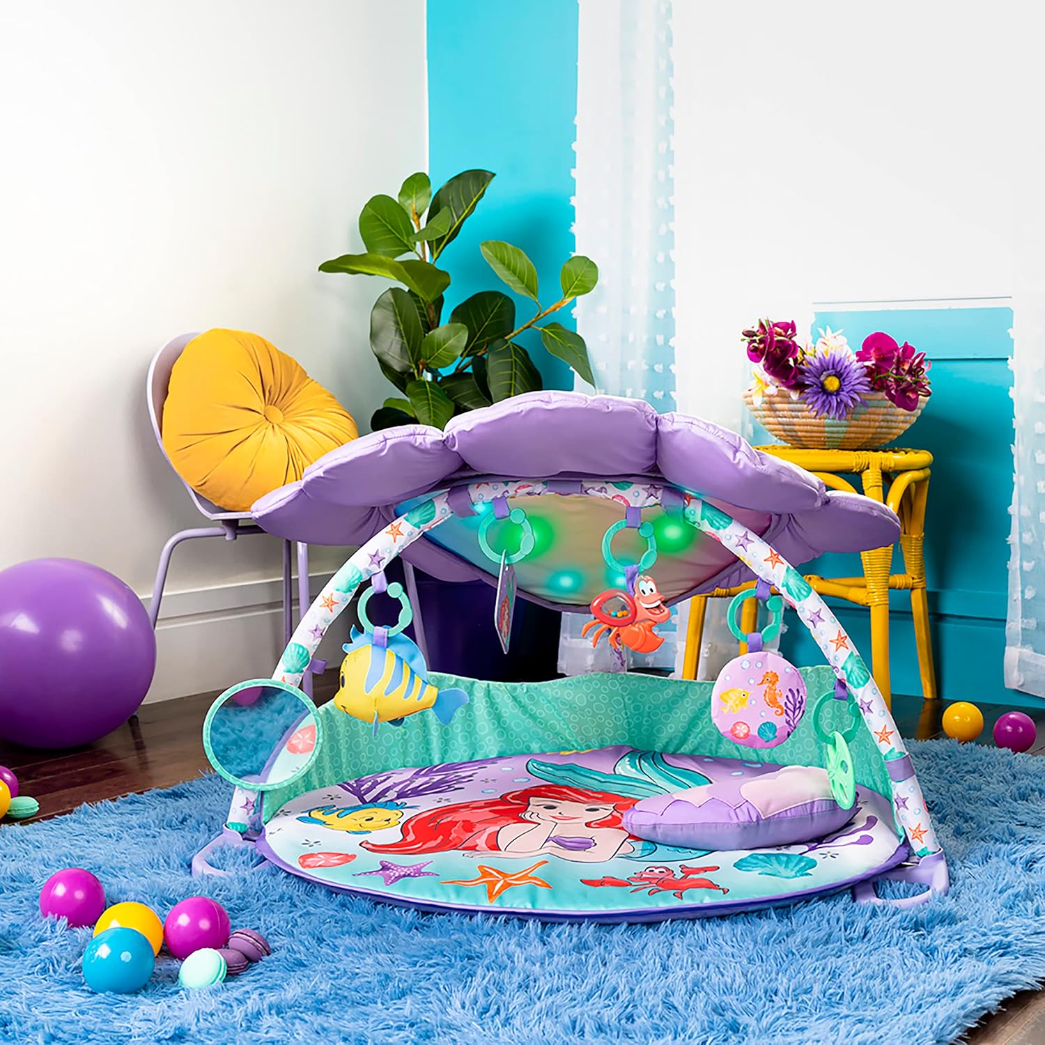 Bright Starts Disney Baby The Little Mermaid Twinkle Trove Light-Up Musical Gym 12
