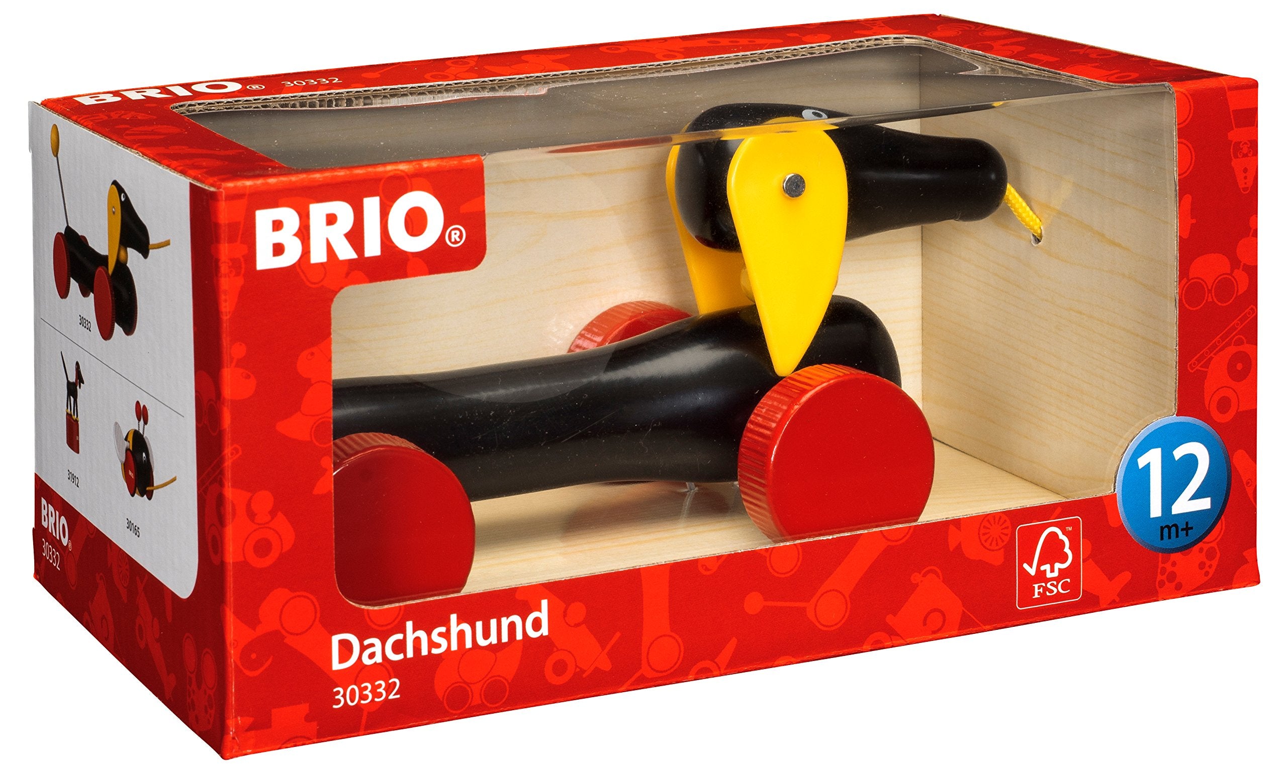 BRIO Dachshund Sausage Dog Pull-Along Toy - Promotes Motor Skills | FSC Wood | Ages 12 Months+