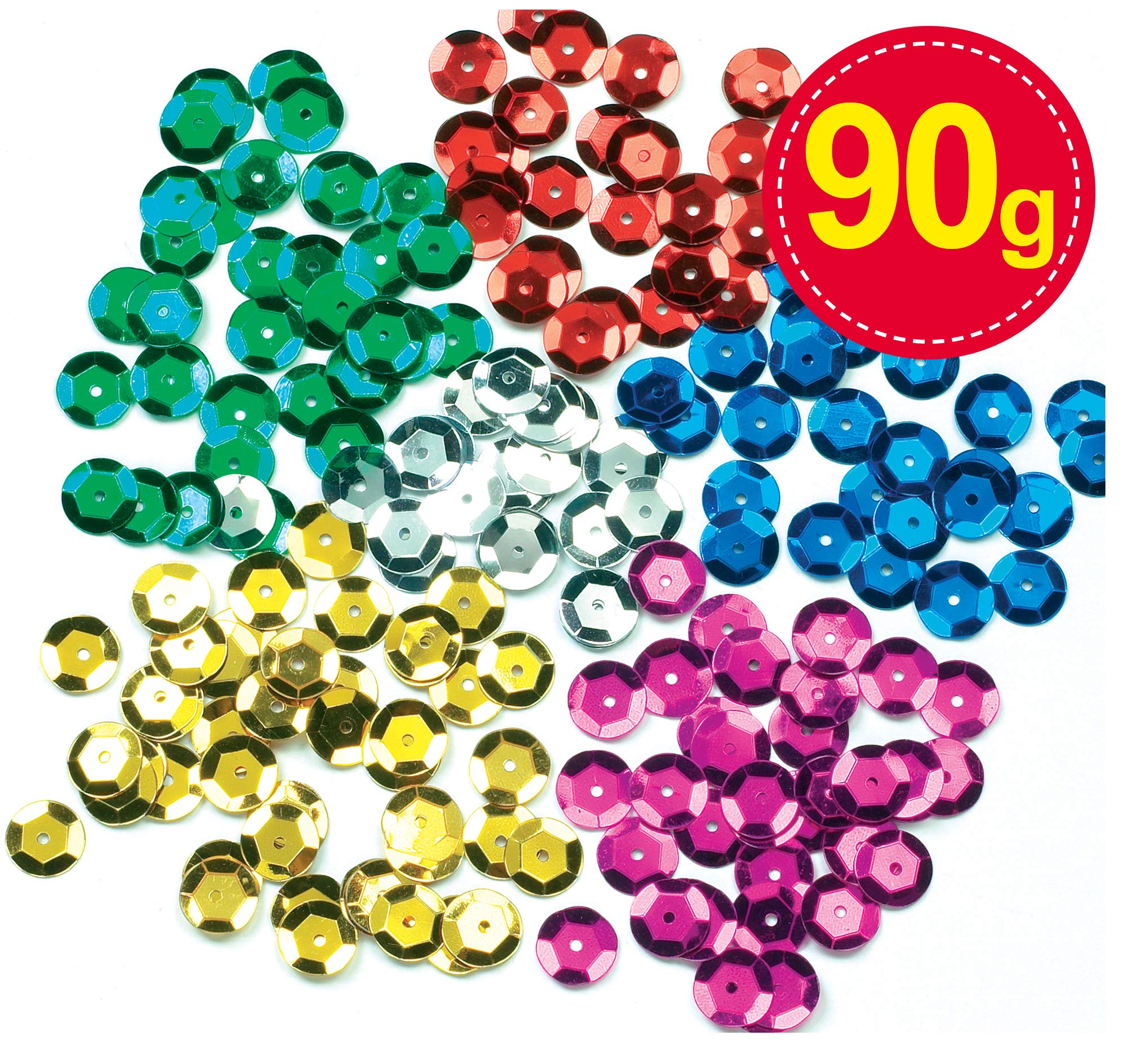 Baker Ross EX4523 Coloured Sequins Value Pack - Assorted Shiny Craft Embellishments for Kids 7