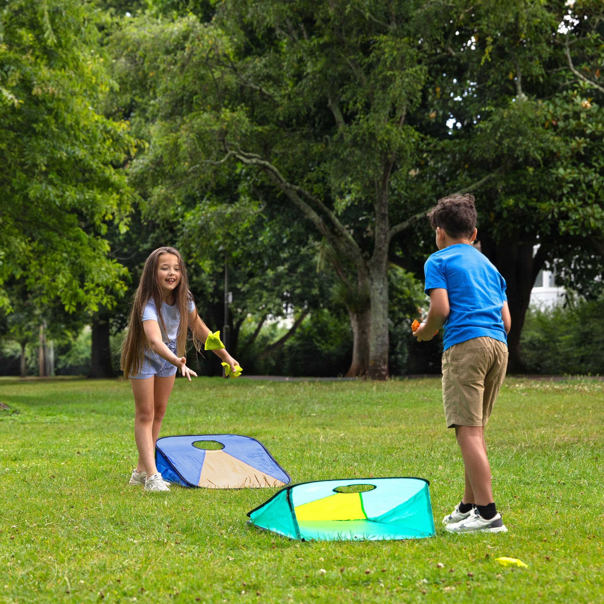 Toyrific Pop-Up Cornhole Game Set - Portable Bean Bag Toss for 4 Players | Polyester