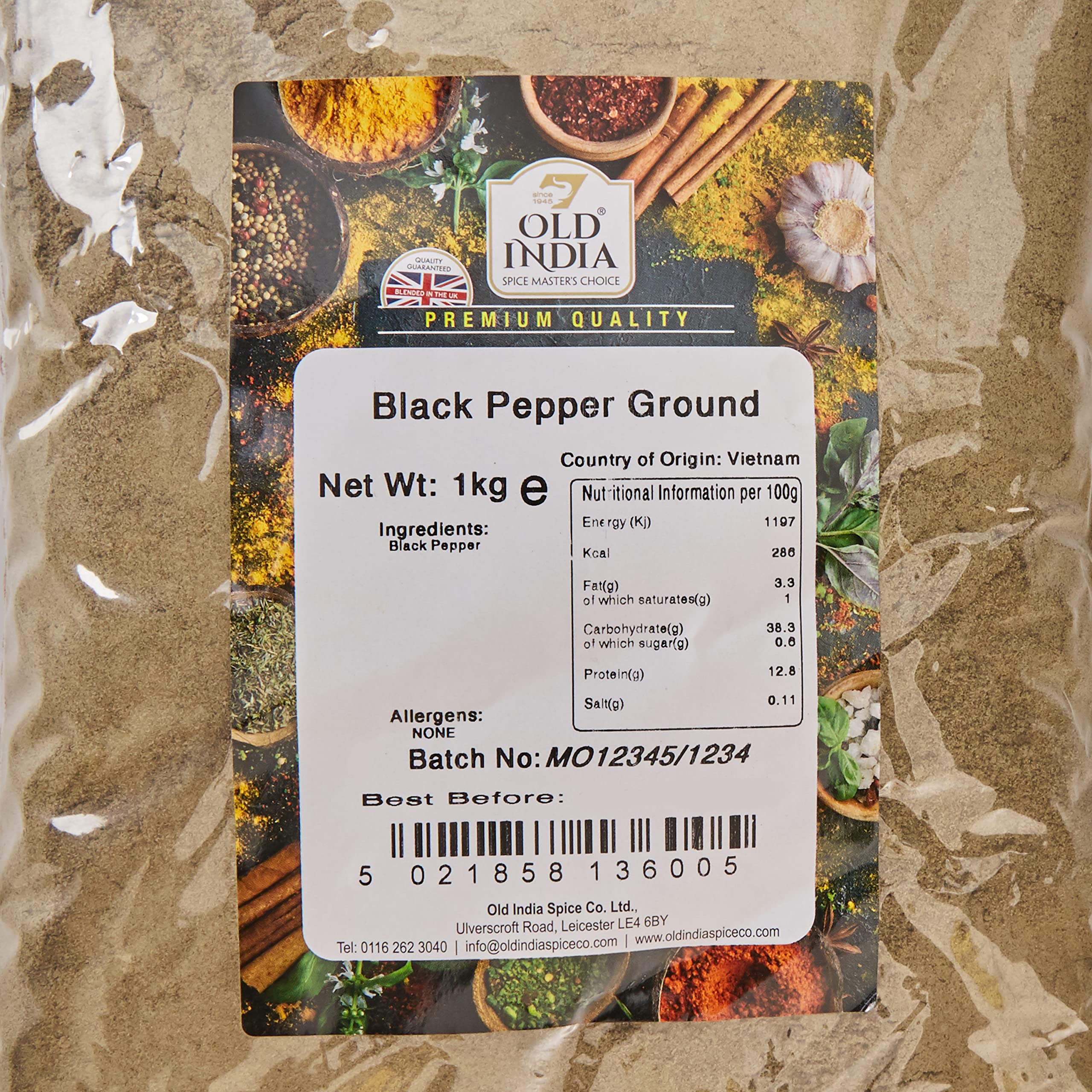 Old India Ground Black Pepper - 1 kg Natural Spice | Additive & GMO Free